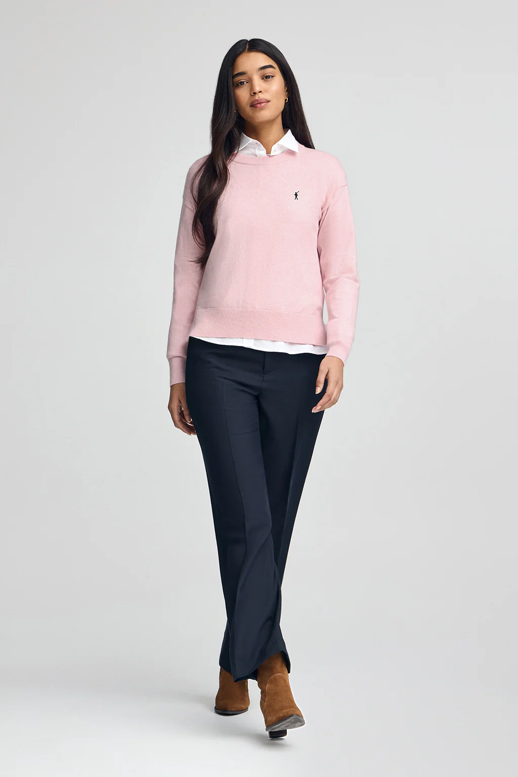 Jersey rosa vigoré de cuello redondo con mezcla de lana y bordado Rigby Go - Image 3