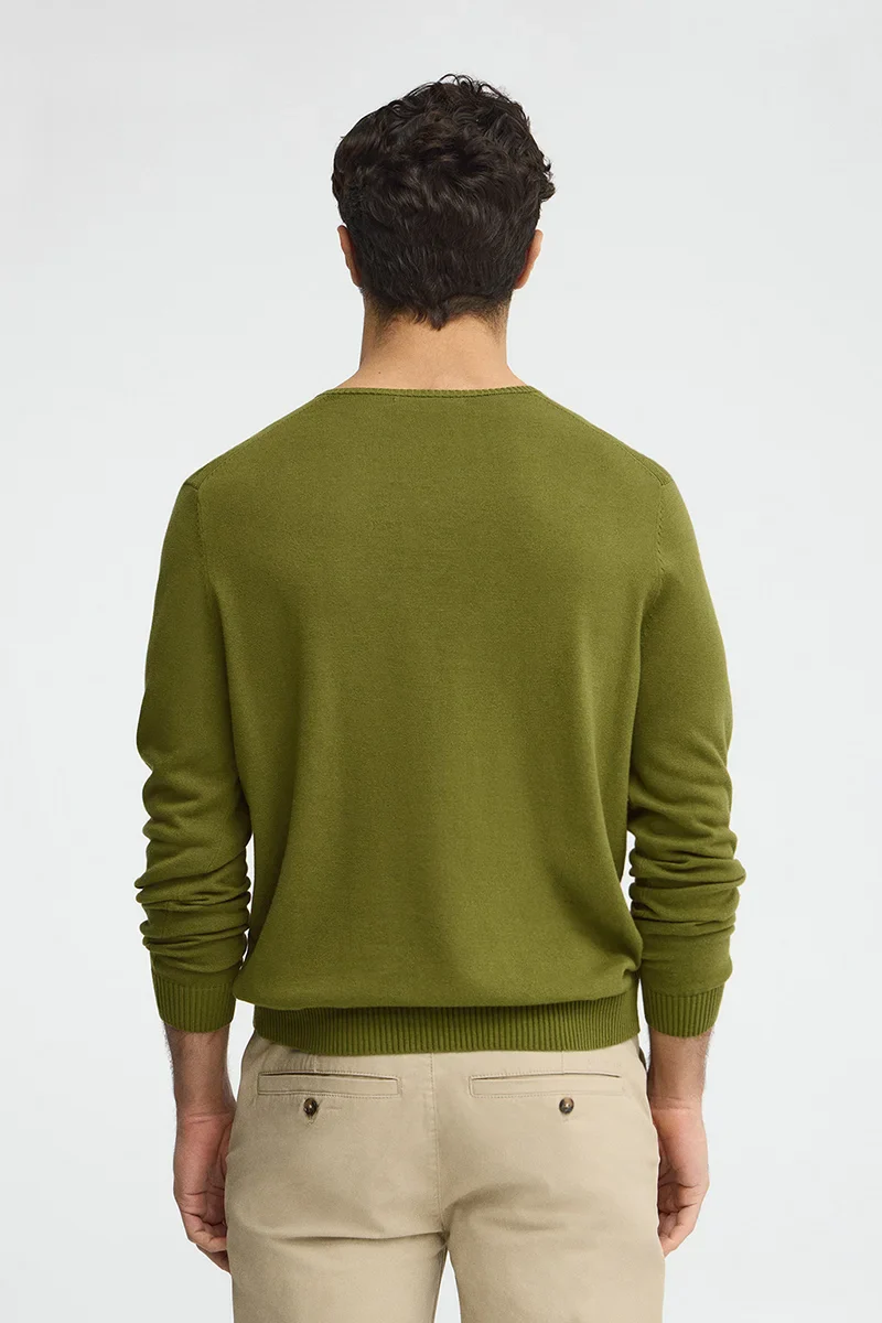 Jersey verde musgo de cuello en pico con bordado Rigby Go - Image 5