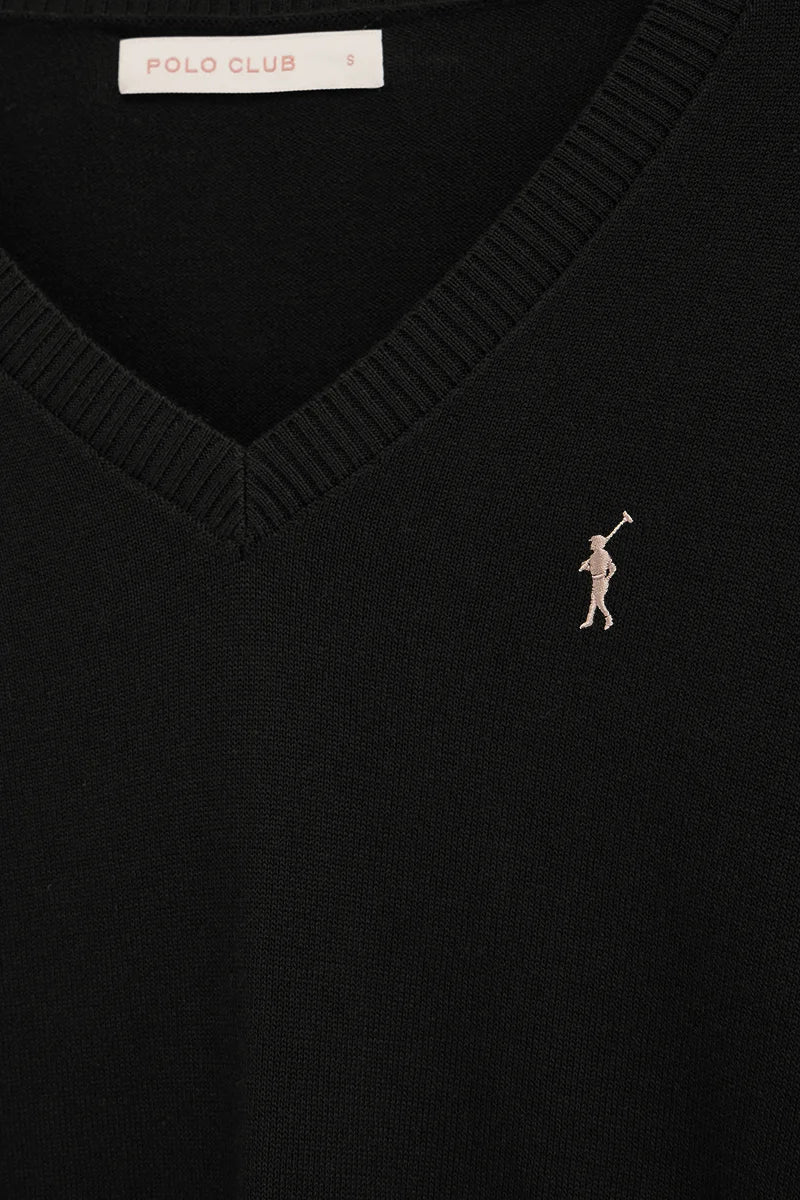 Jersey negro de cuello pico con logo Rigby Go - Image 6