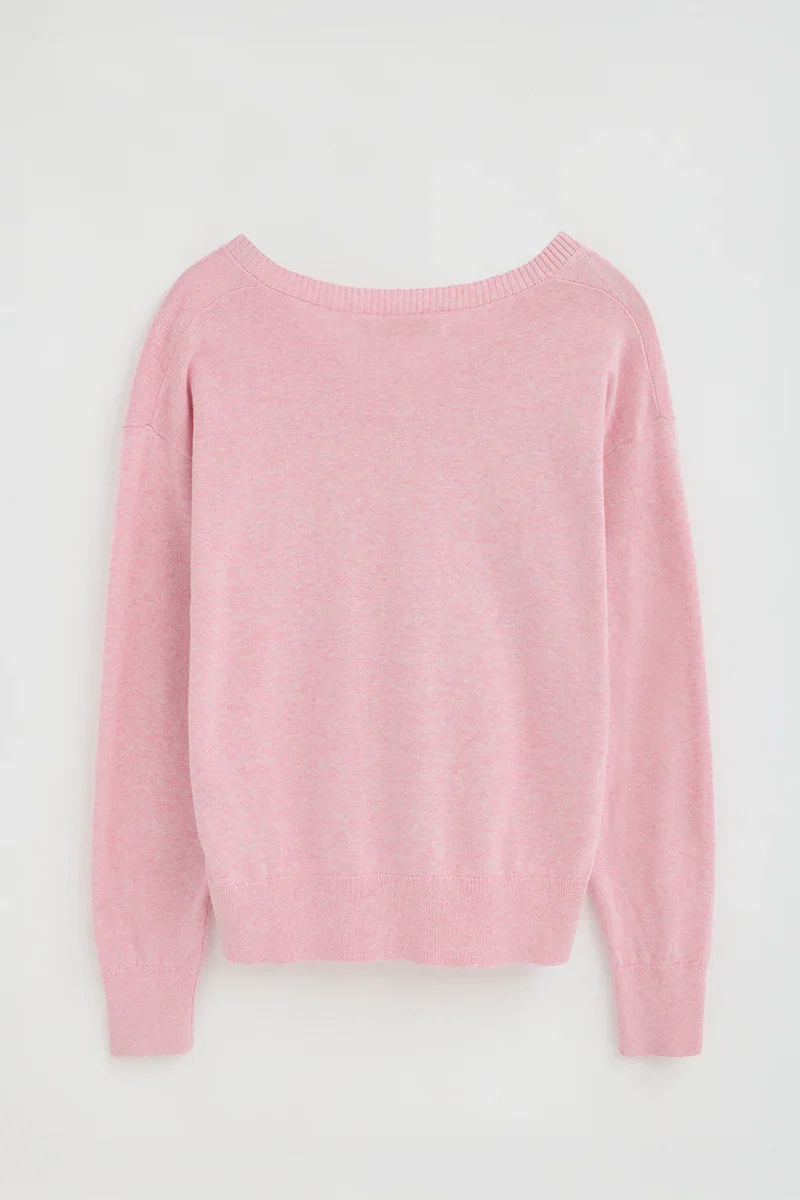 Jersey rosa de cuello pico con logo Rigby Go - Image 8