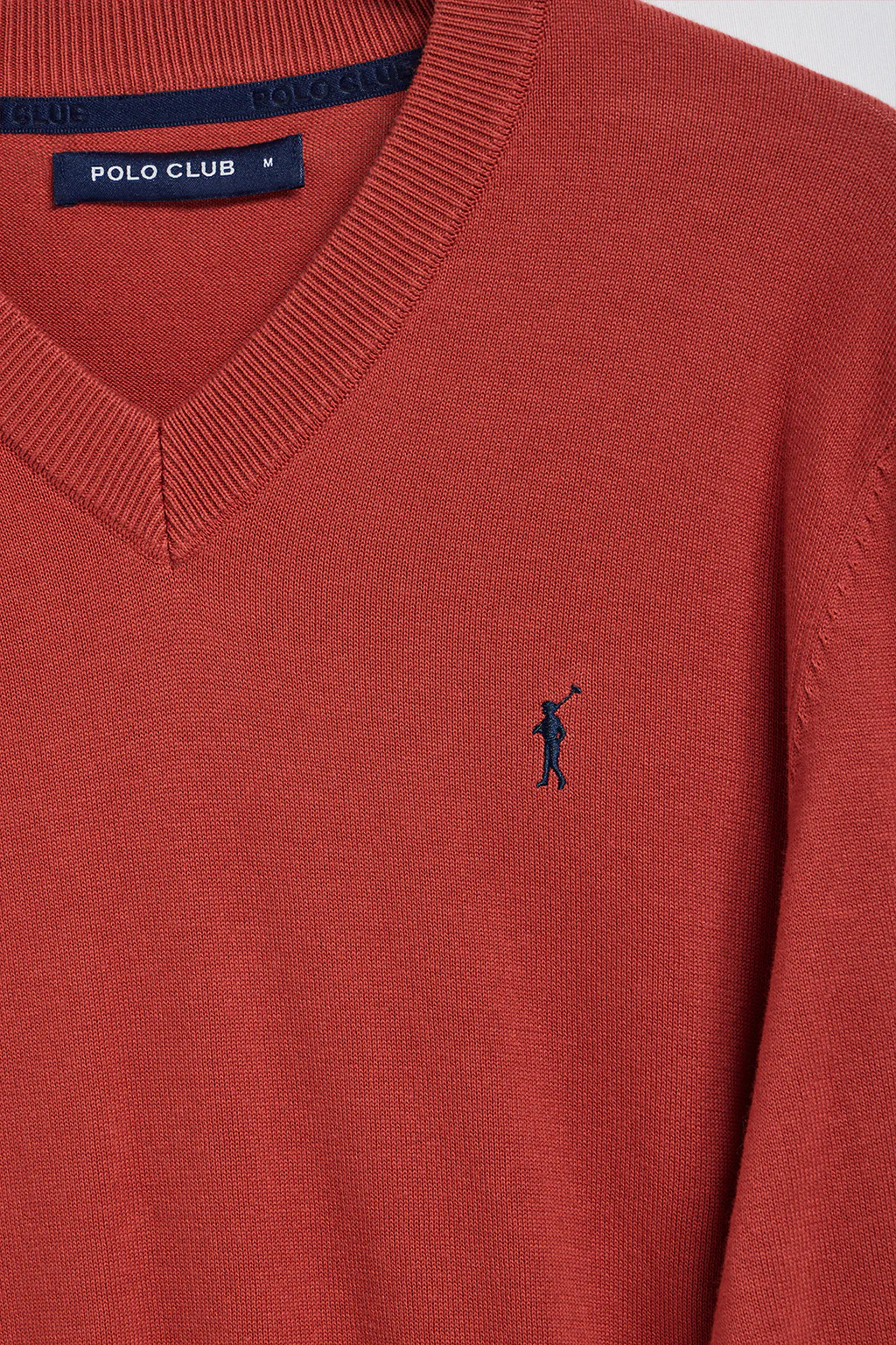 Jersey de punto rojo con cuello de pico y bordado Rigby Go - Image 10