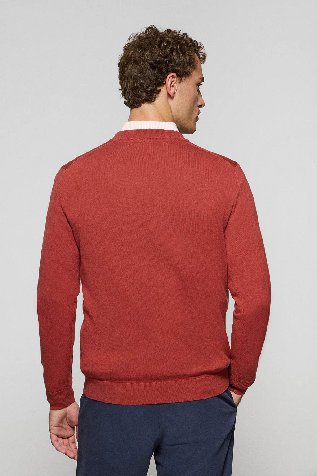 Jersey de punto rojo con cuello de pico y bordado Rigby Go - Image 2