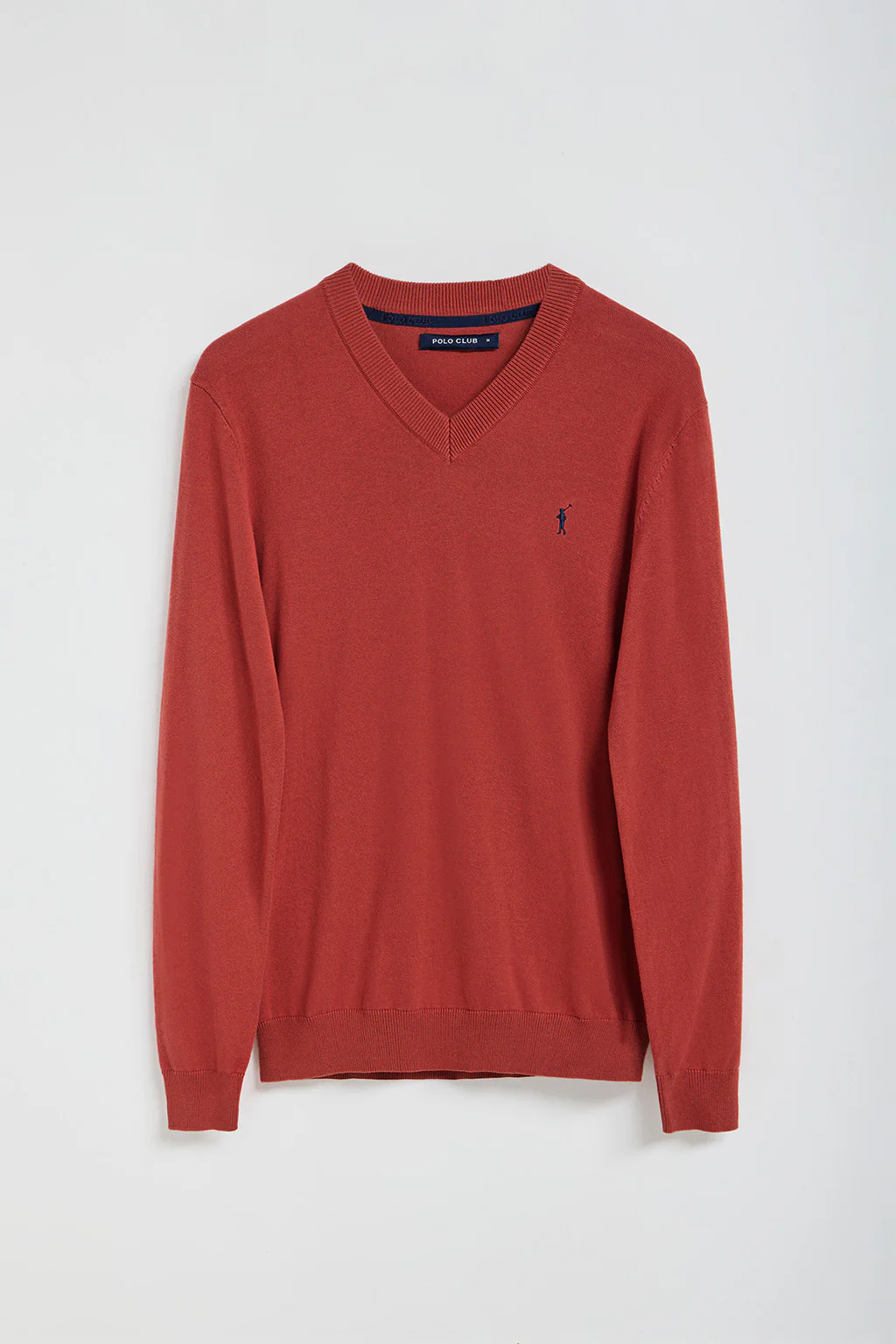 Jersey de punto rojo con cuello de pico y bordado Rigby Go - Image 8