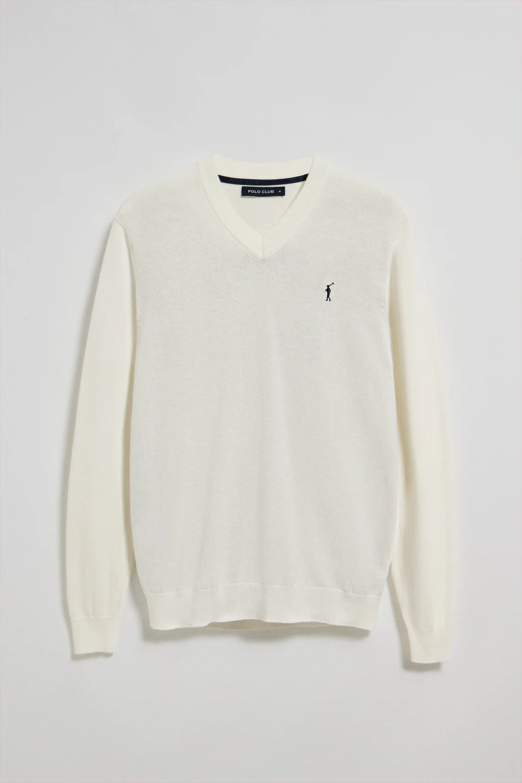 Jersey beige de punto con cuello de pico y bordado Rigby Go - Image 9