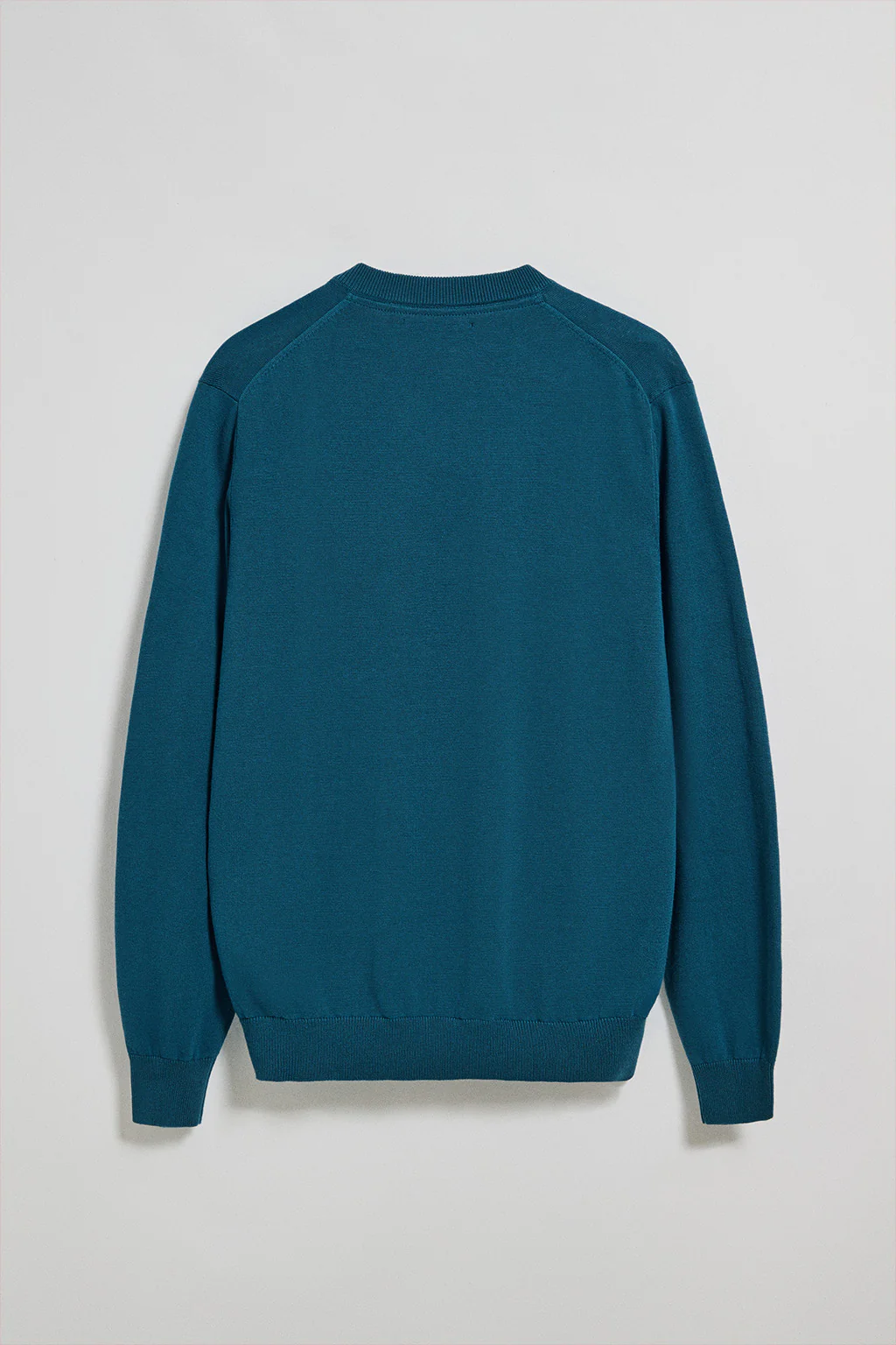 Jersey azul verdoso de punto con cuello de pico y bordado Rigby Go - Image 7