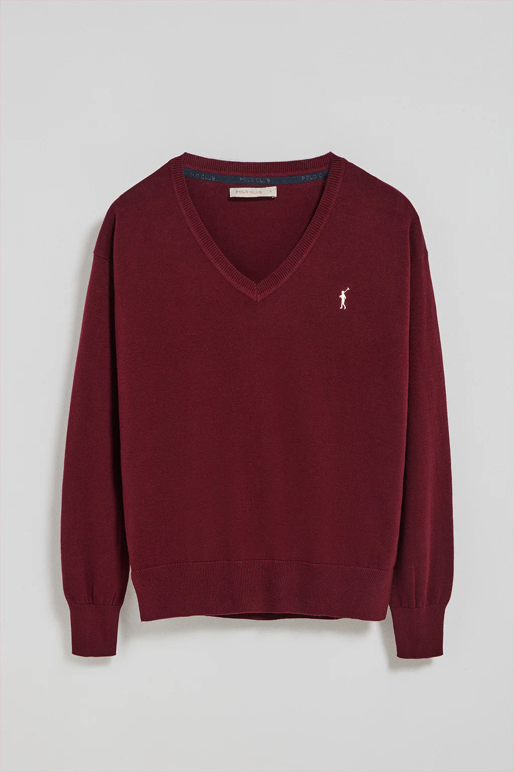Jersey de punto granate con cuello de pico y logo bordado Rigby Go - Image 5