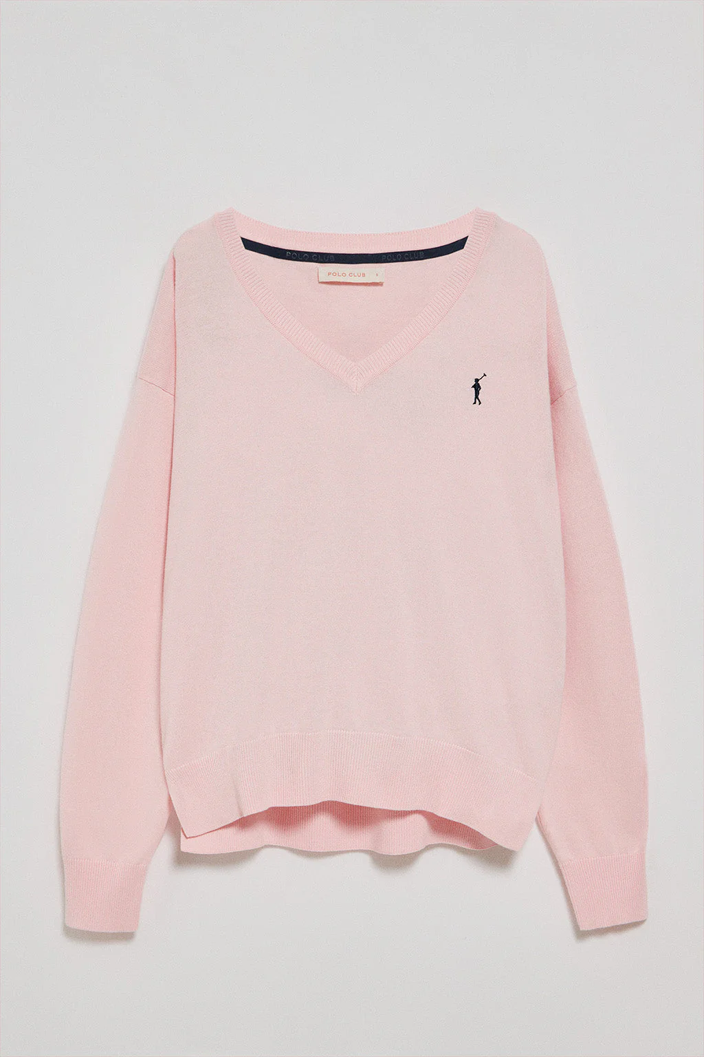 Jersey rosa de punto con cuello de pico y logo bordado Rigby Go - Image 5
