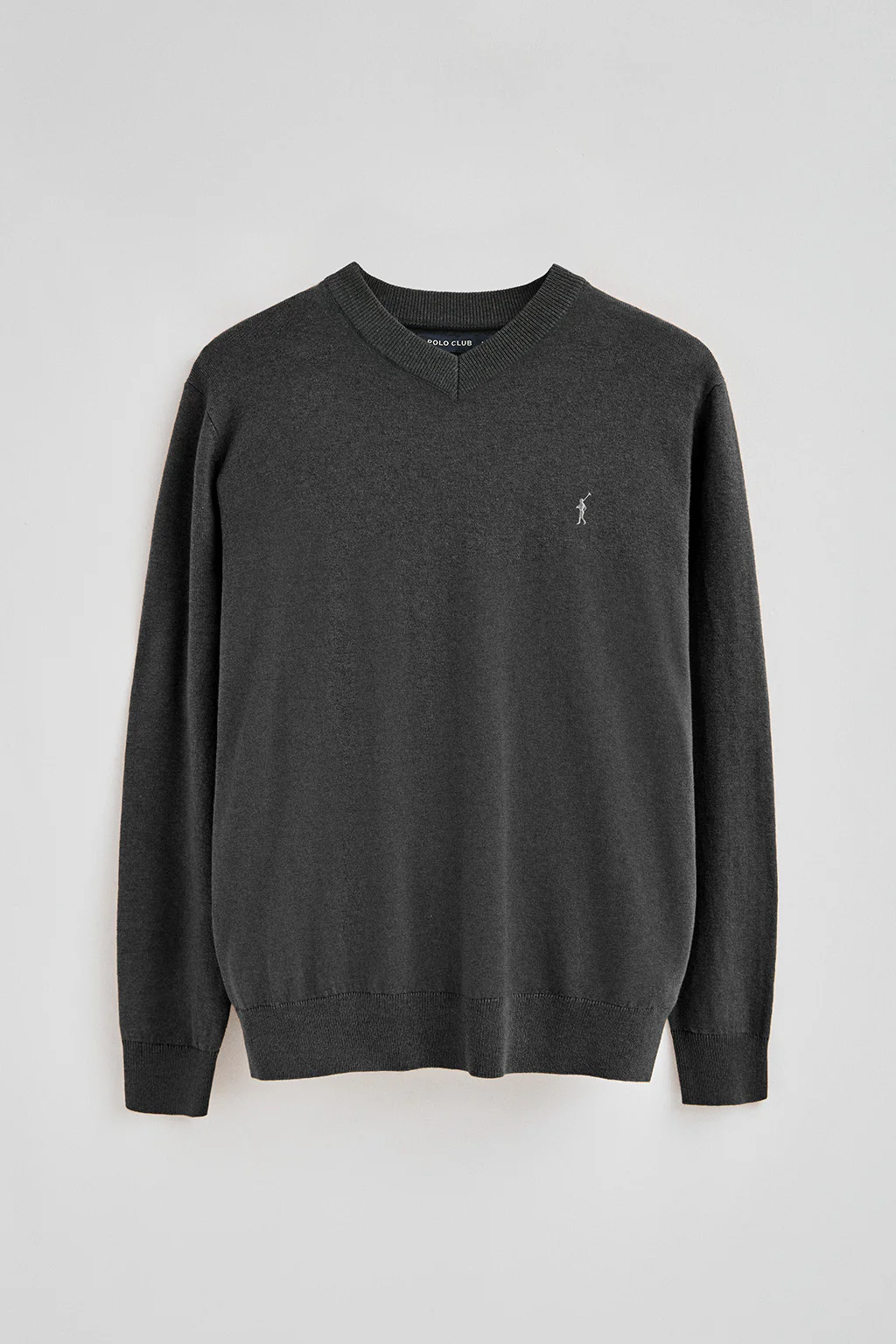 Jersey gris oscuro vigoré de cuello pico y mezcla lana con bordado Rigby Go - Image 5