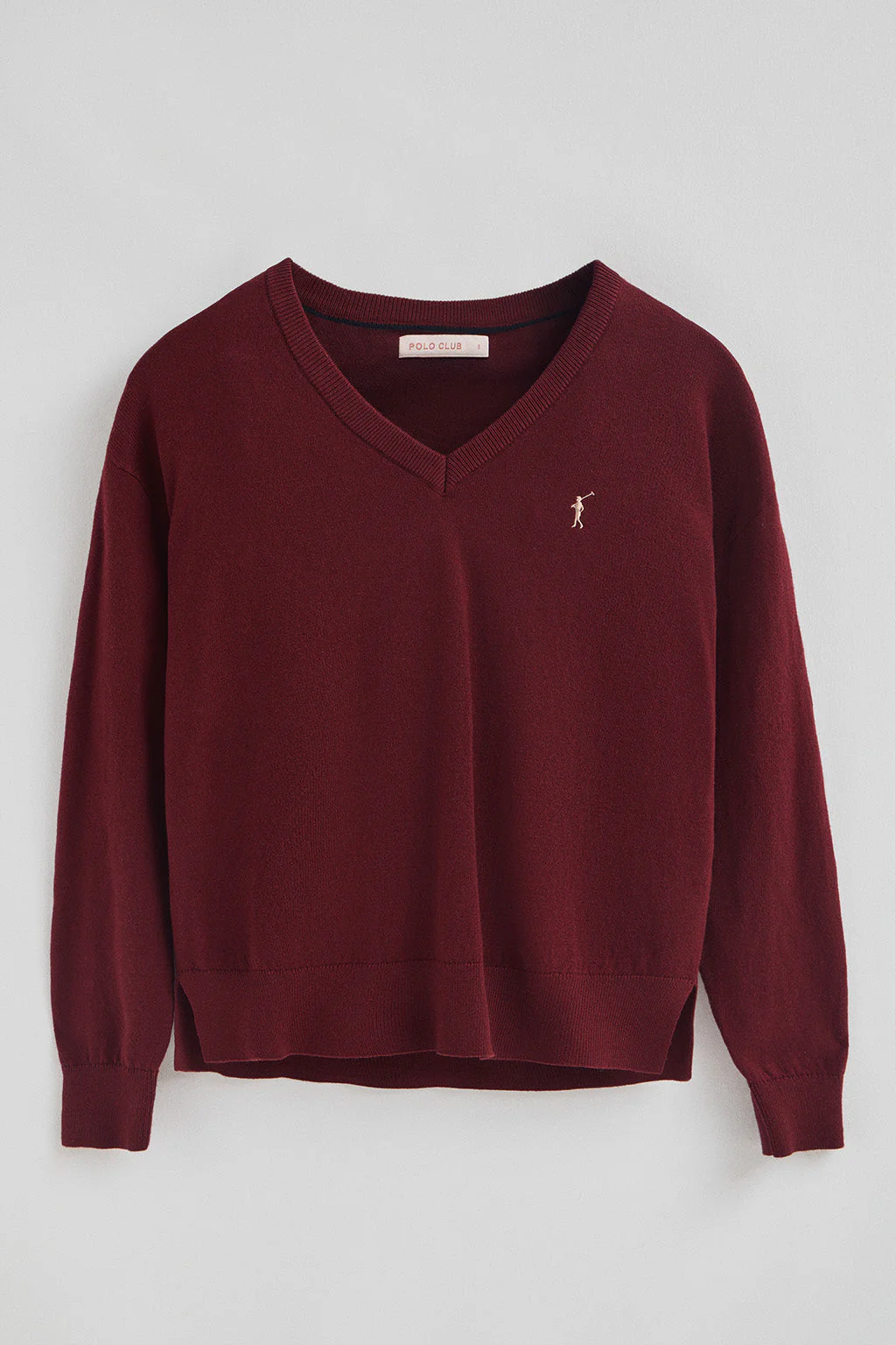 Jersey granate de cuello pico con mezcla de lana y bordado Rigby Go - Image 7