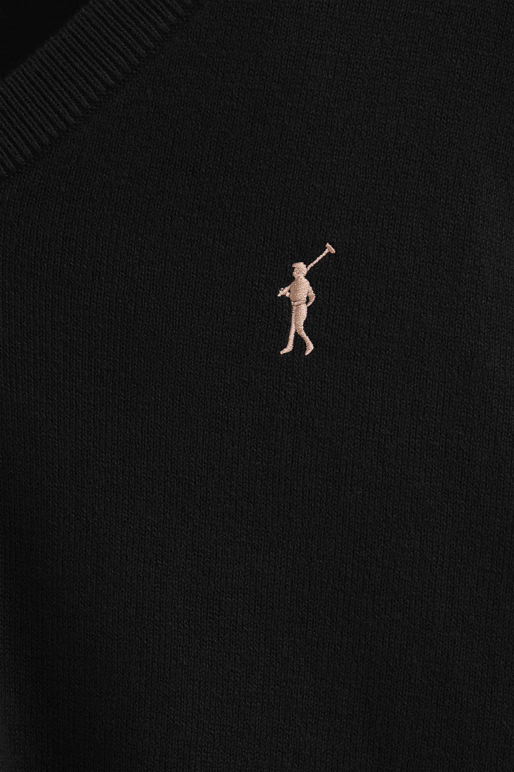 Jersey negro de cuello pico con mezcla de lana y bordado Rigby Go - Image 6
