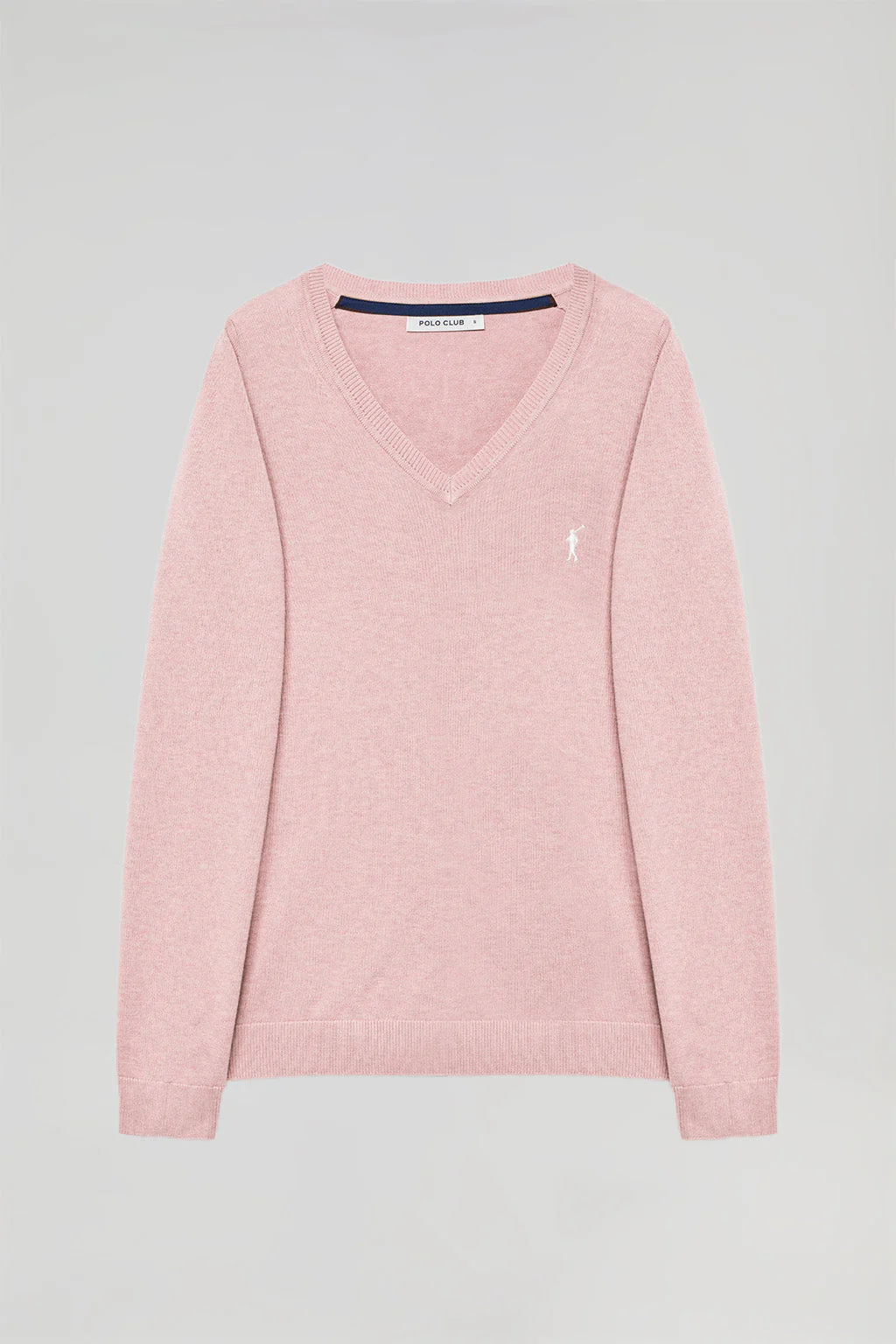 Jersey rosa de punto básico con cuello de pico y logo Rigby Go - Image 6