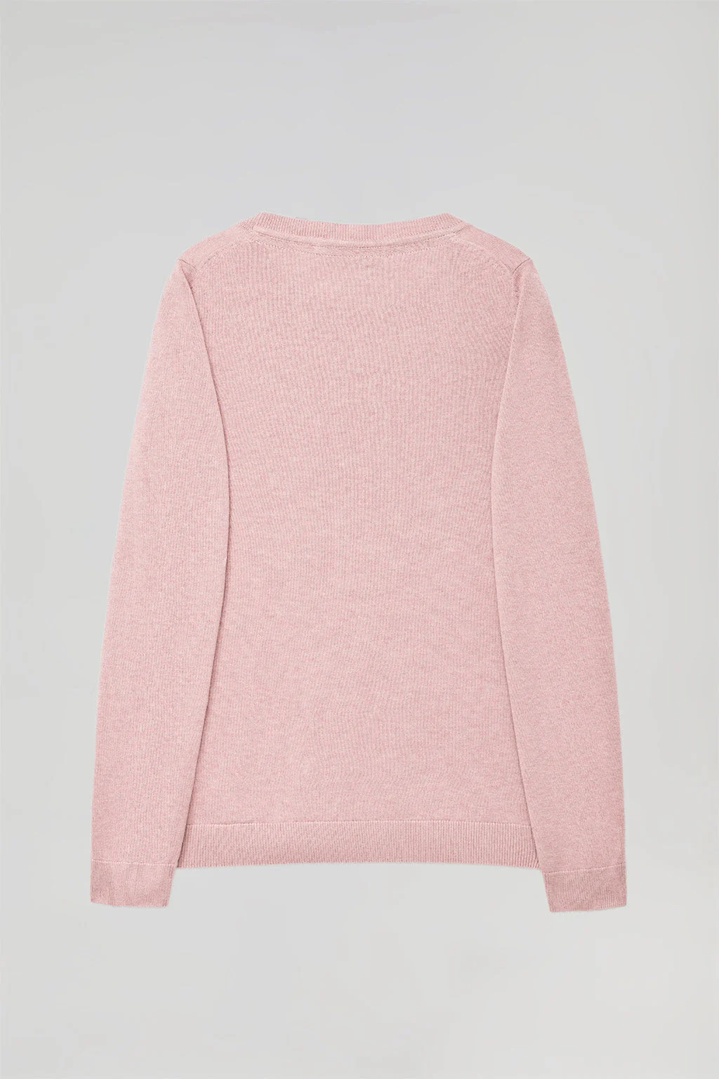 Jersey rosa de punto básico con cuello de pico y logo Rigby Go - Image 9