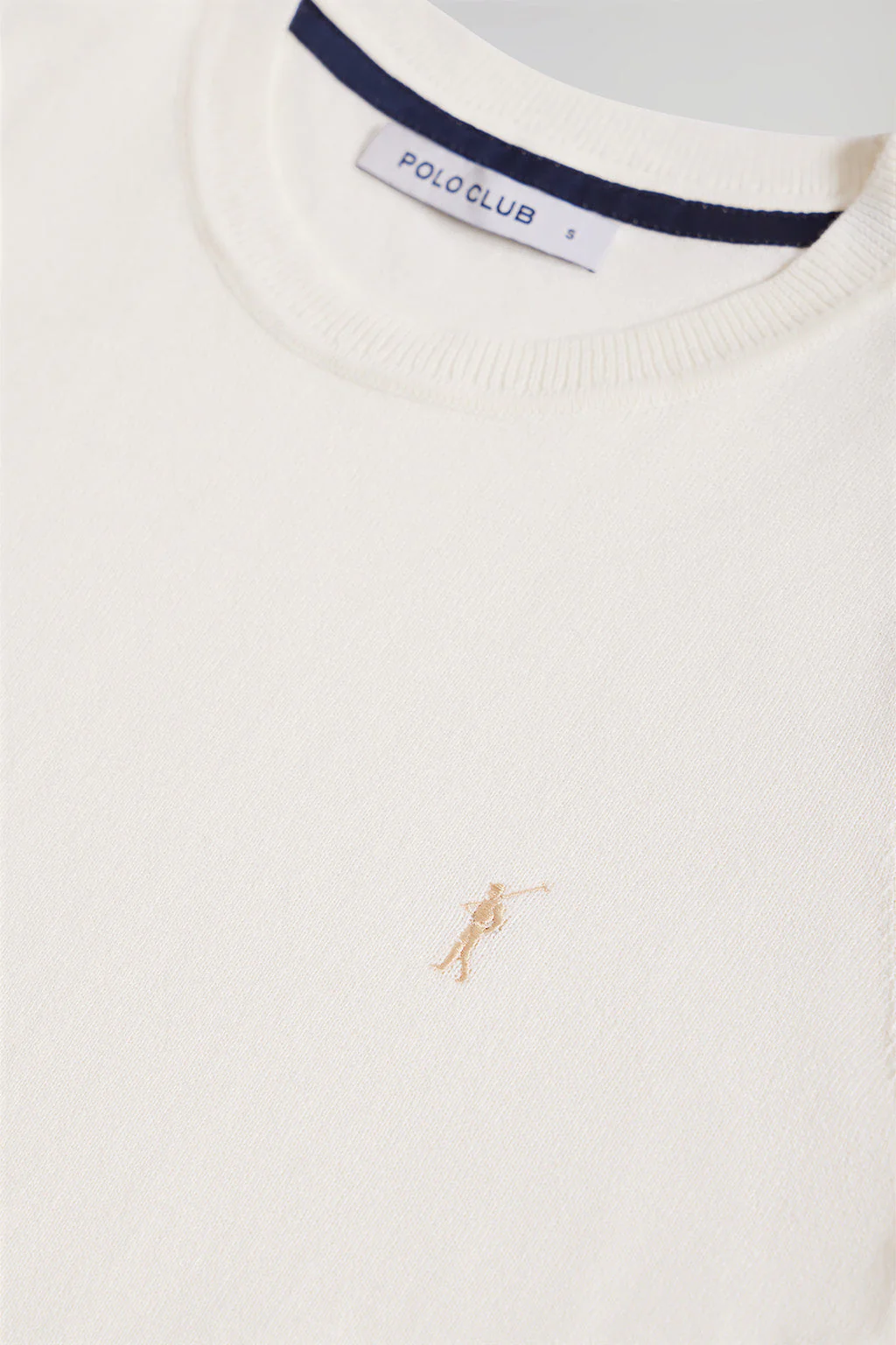 Jersey beige de punto con cuello redondo de manga corta y logo Rigby Go - Image 6
