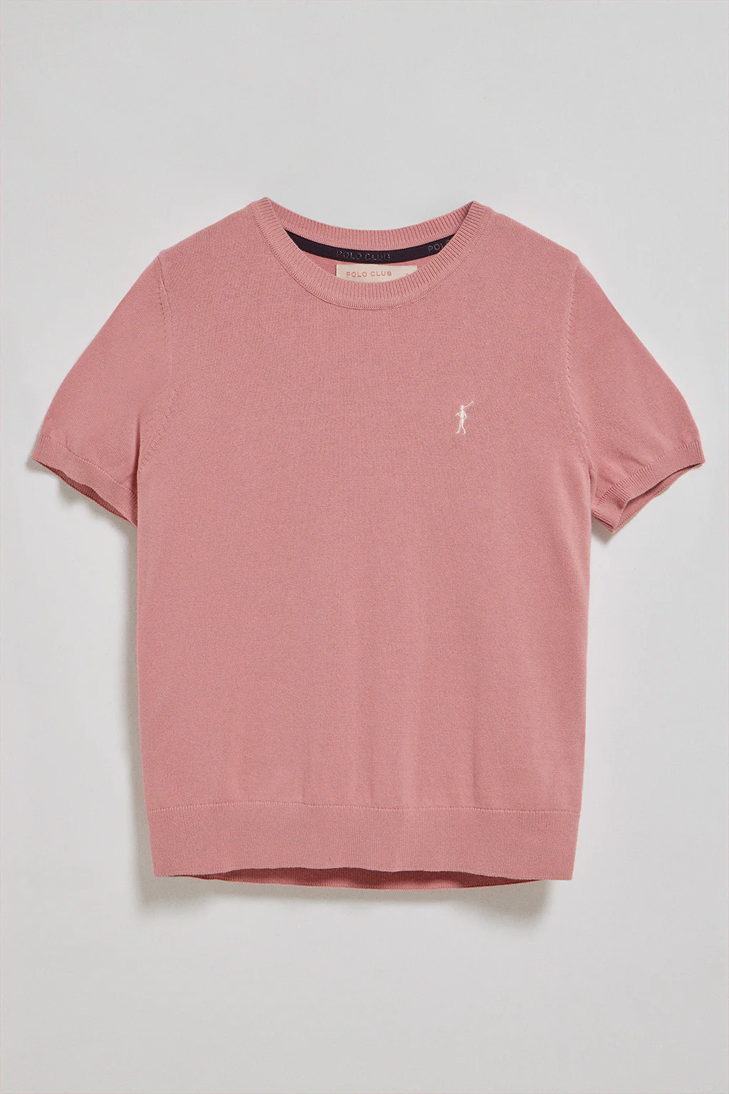 Jersey rosa empolvado de punto con cuello redondo de manga corta y bordado Rigby Go - Image 7