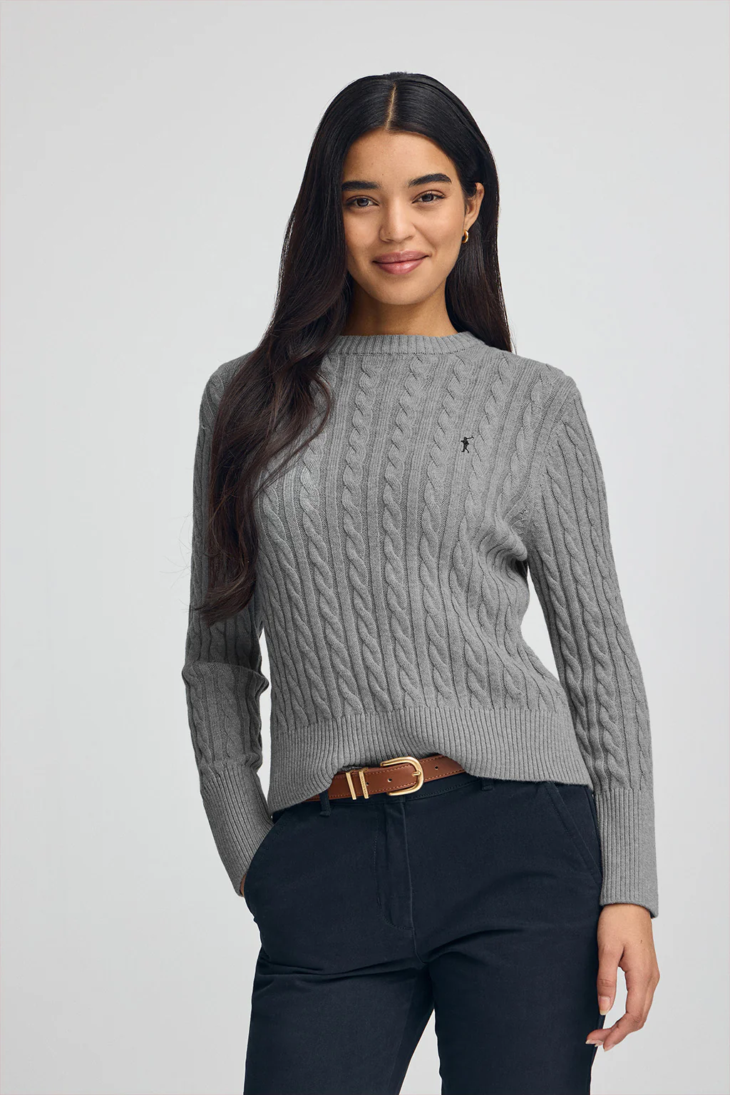 Jersey gris vigoré de cuello redondo en mezcla de lana con bordado Rigby Go - Image 2