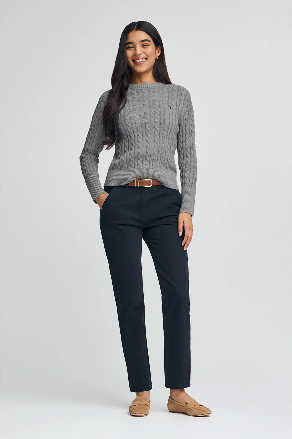 Jersey gris vigoré de cuello redondo en mezcla de lana con bordado Rigby Go - Image 3