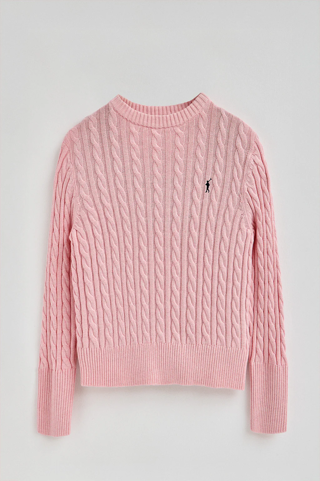 Jersey rosa vigoré de cuello redondo en mezcla de lana con bordado Rigby Go - Image 7