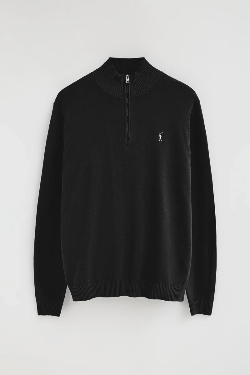 Jersey negro de cuello cremallera con logo Rigby Go - Image 6