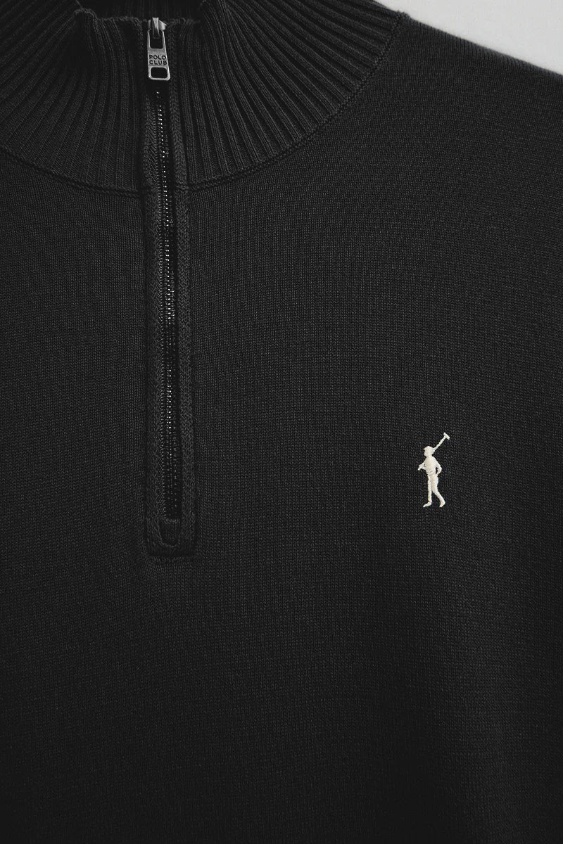 Jersey negro de cuello cremallera con logo Rigby Go - Image 7
