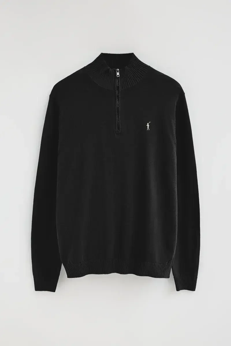 Jersey negro de cuello cremallera con logo Rigby Go - Image 9