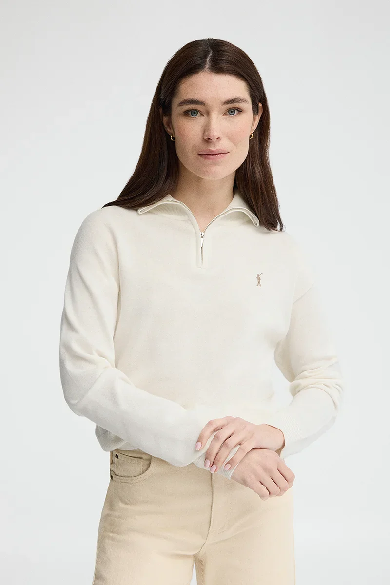 Jersey color crudo de cuello cremallera con bordado Rigby Go