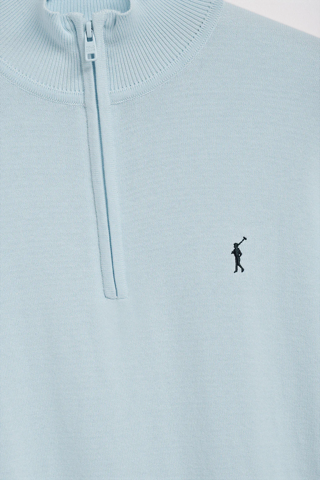 Jersey de punto azul claro con cremallera y logo bordado Rigby Go - Image 10