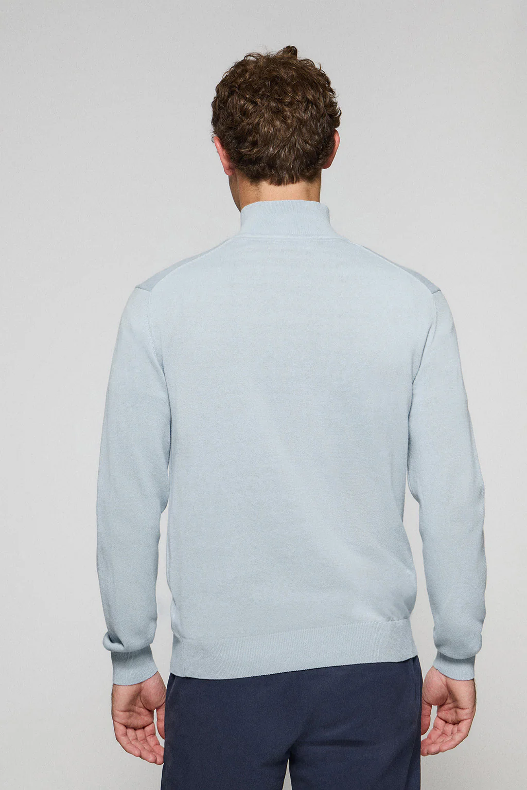 Jersey de punto azul claro con cremallera y logo bordado Rigby Go - Image 4