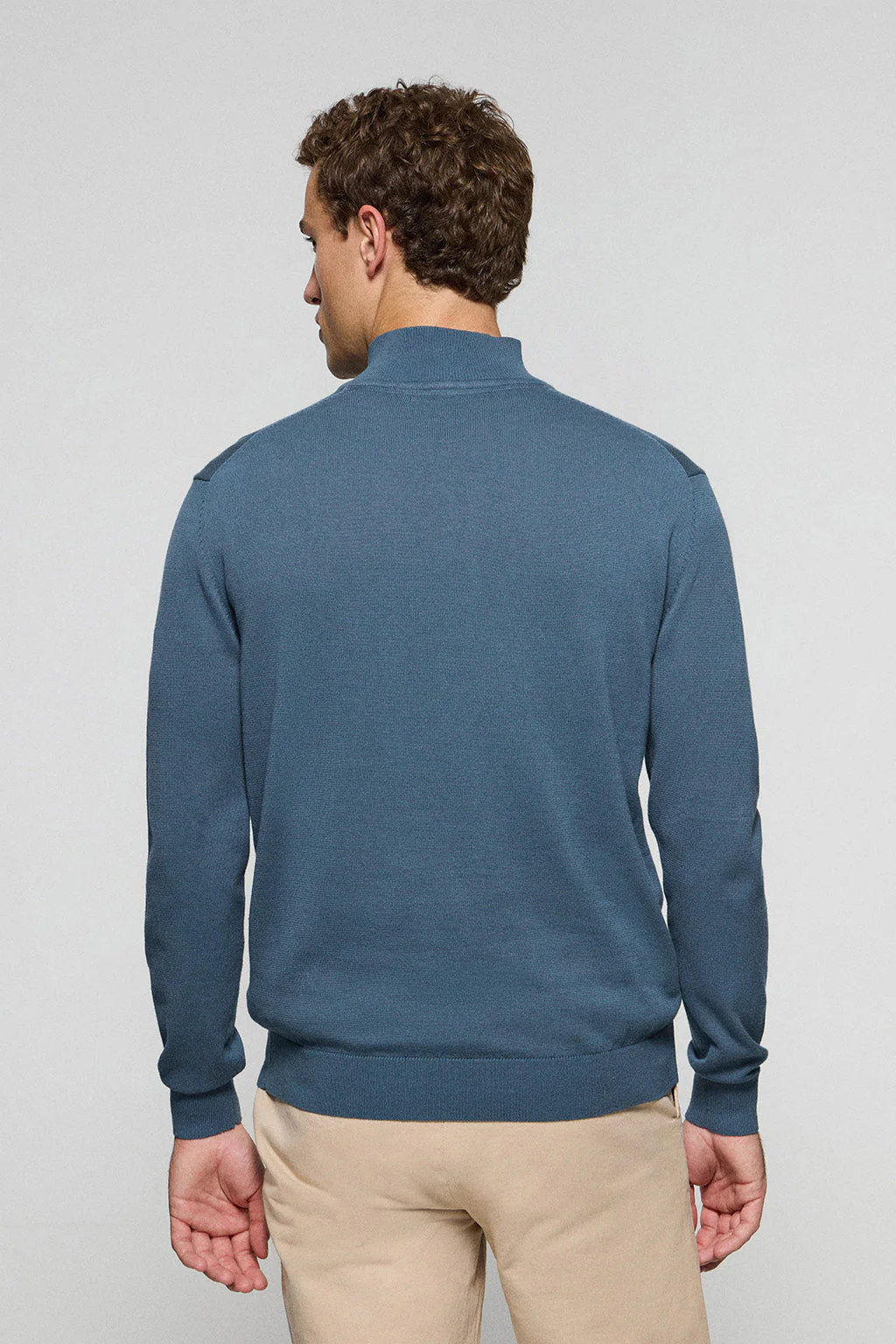Jersey de punto azul denim con cremallera y logo bordado Rigby Go - Image 4