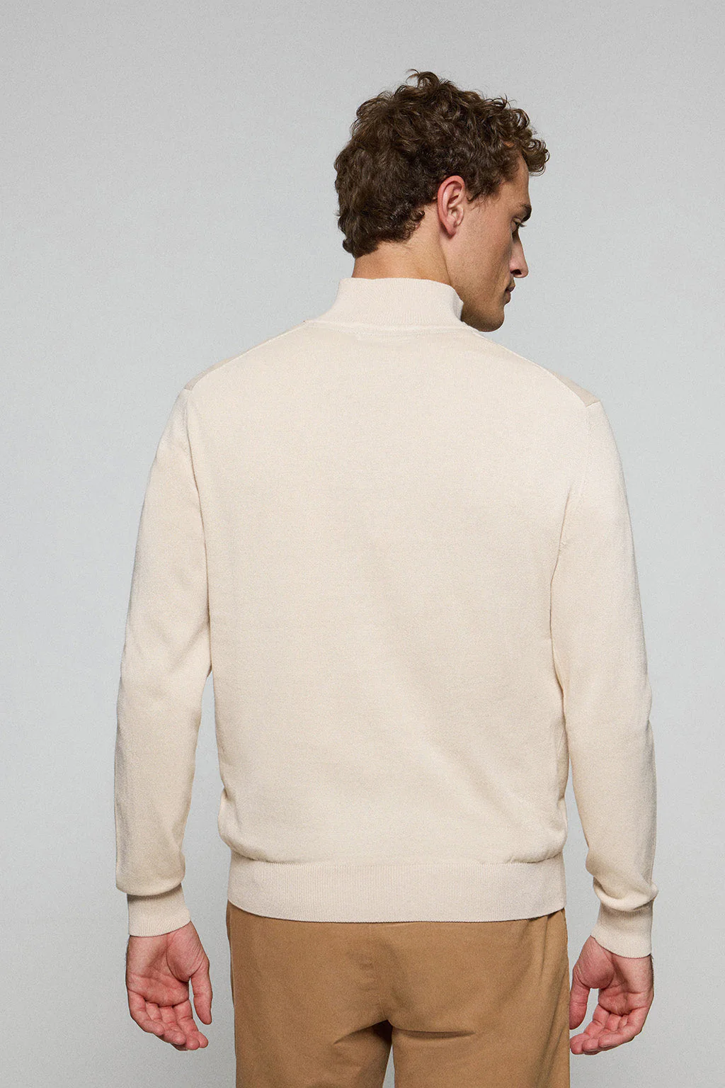 Jersey de punto beige con cremallera y logo bordado Rigby Go - Image 4