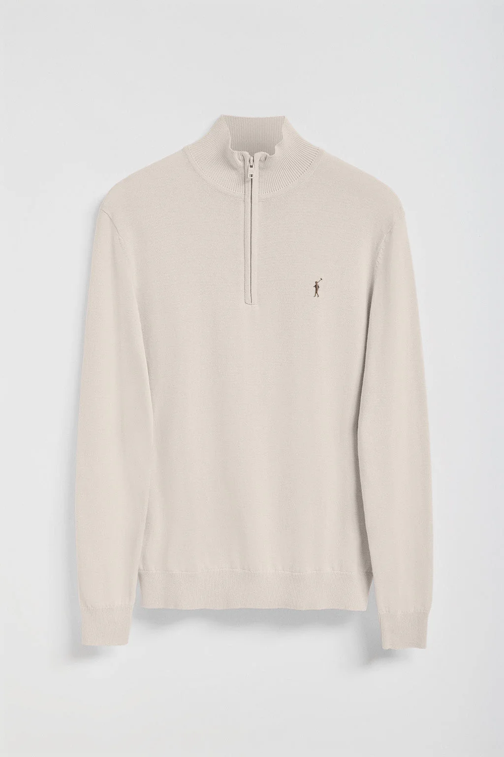 Jersey de punto beige con cremallera y logo bordado Rigby Go - Image 5