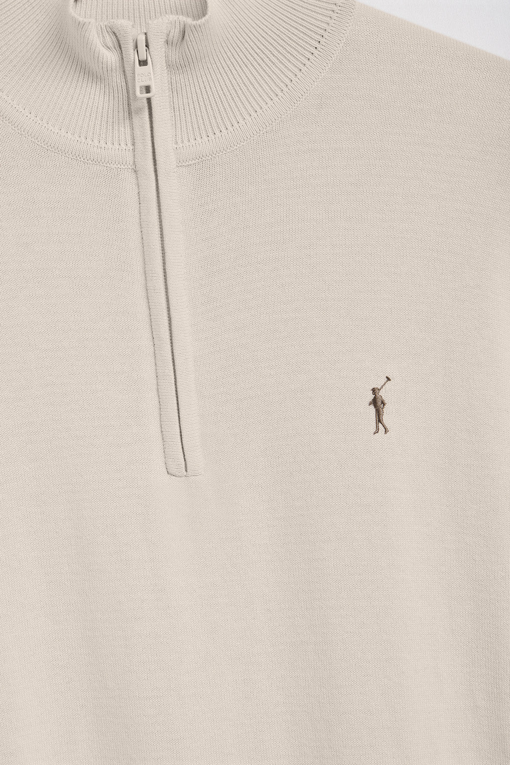 Jersey de punto beige con cremallera y logo bordado Rigby Go - Image 6