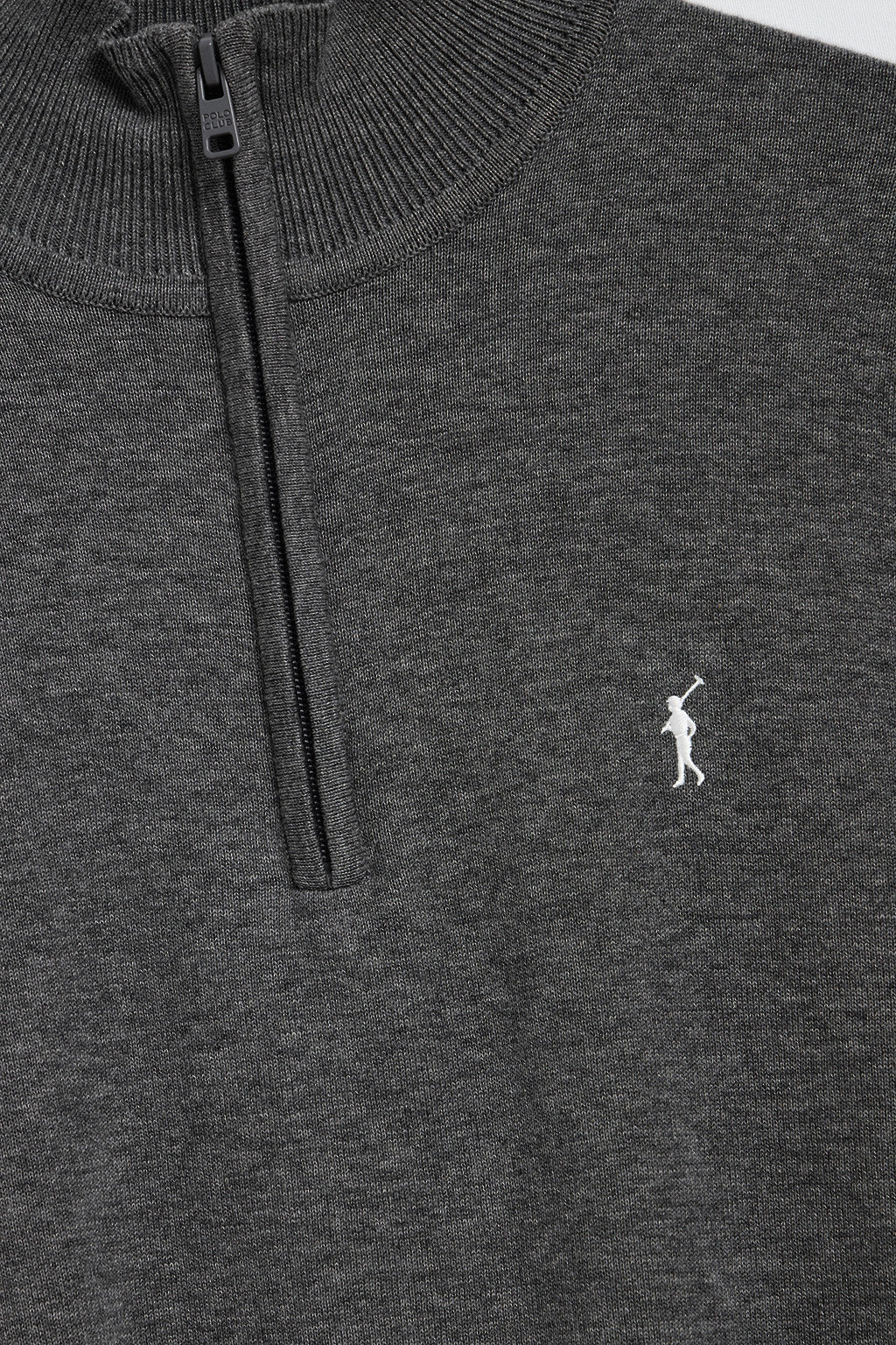 Jersey de punto gris oscuro vigoré con cremallera y logo bordado Rigby Go - Image 6