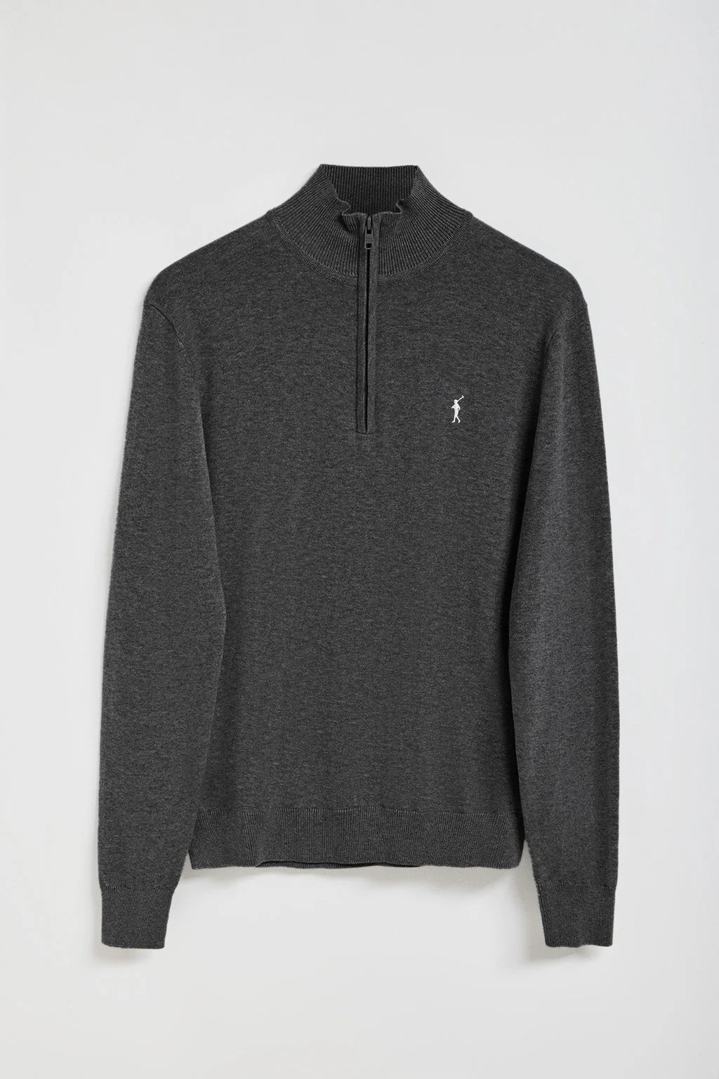 Jersey de punto gris oscuro vigoré con cremallera y logo bordado Rigby Go - Image 8
