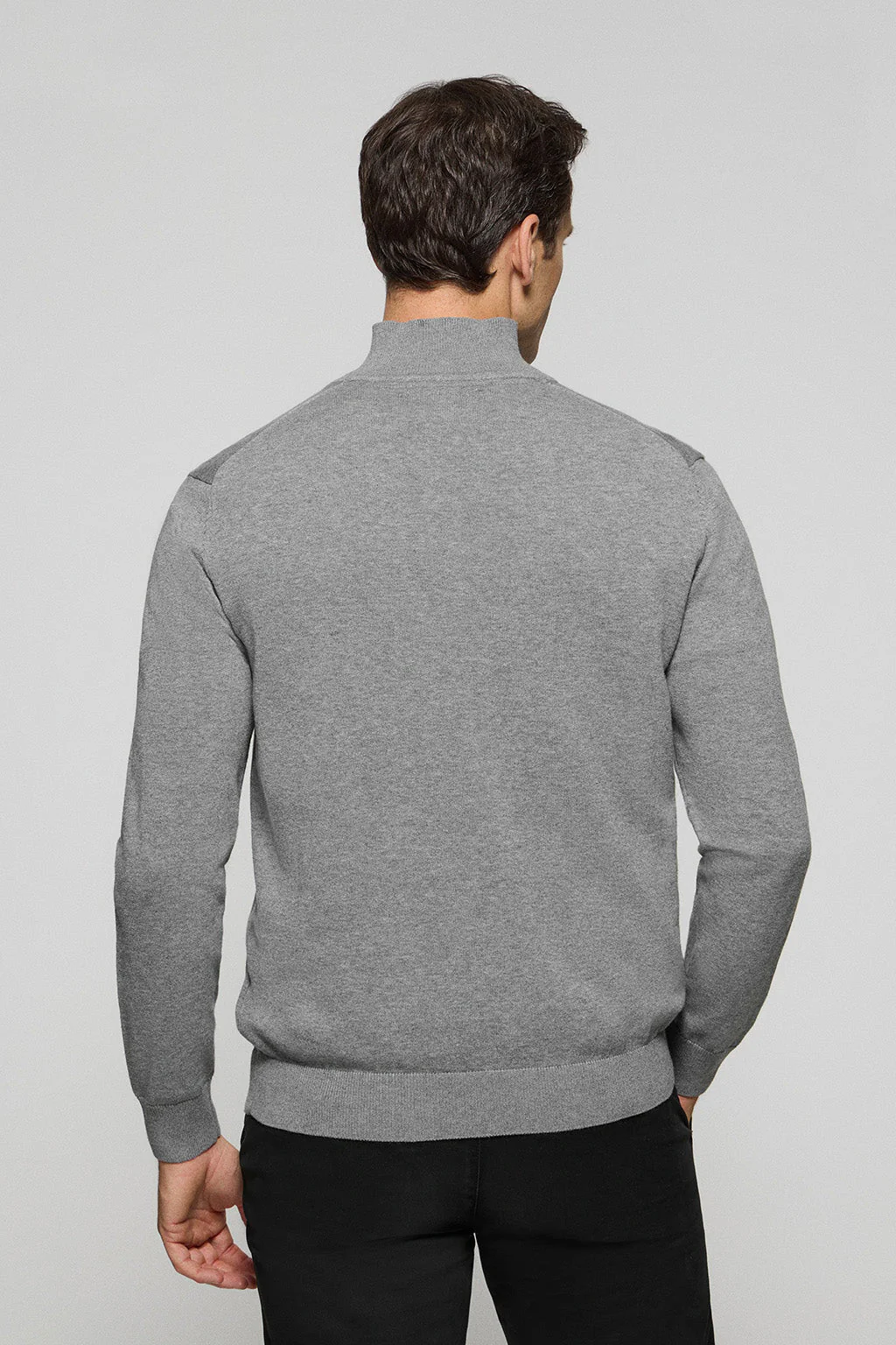 Jersey de punto gris vigoré con cremallera y logo bordado Rigby Go - Image 4