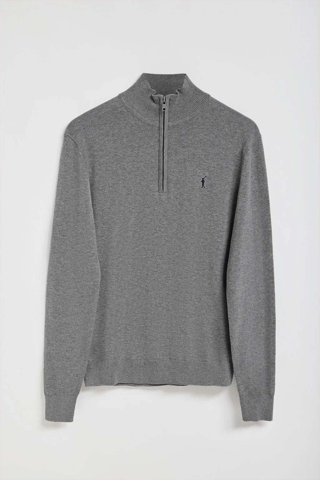 Jersey de punto gris vigoré con cremallera y logo bordado Rigby Go - Image 5