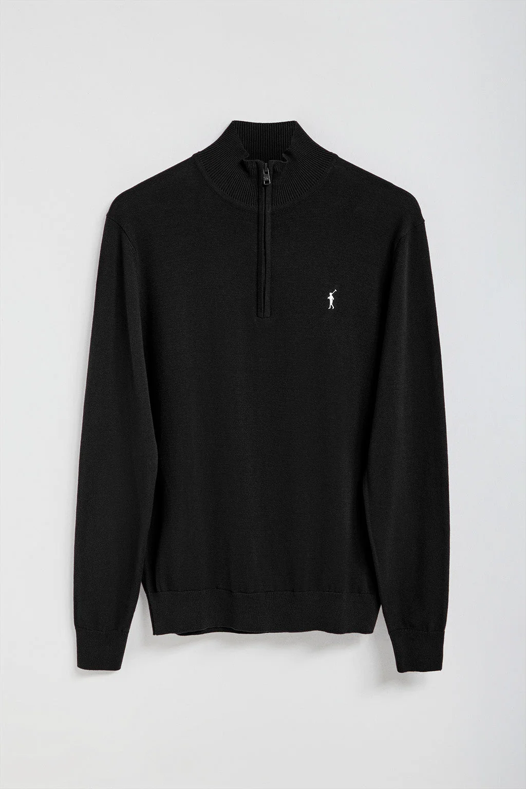 Jersey de punto negro con cremallera y logo bordado Rigby Go - Image 5