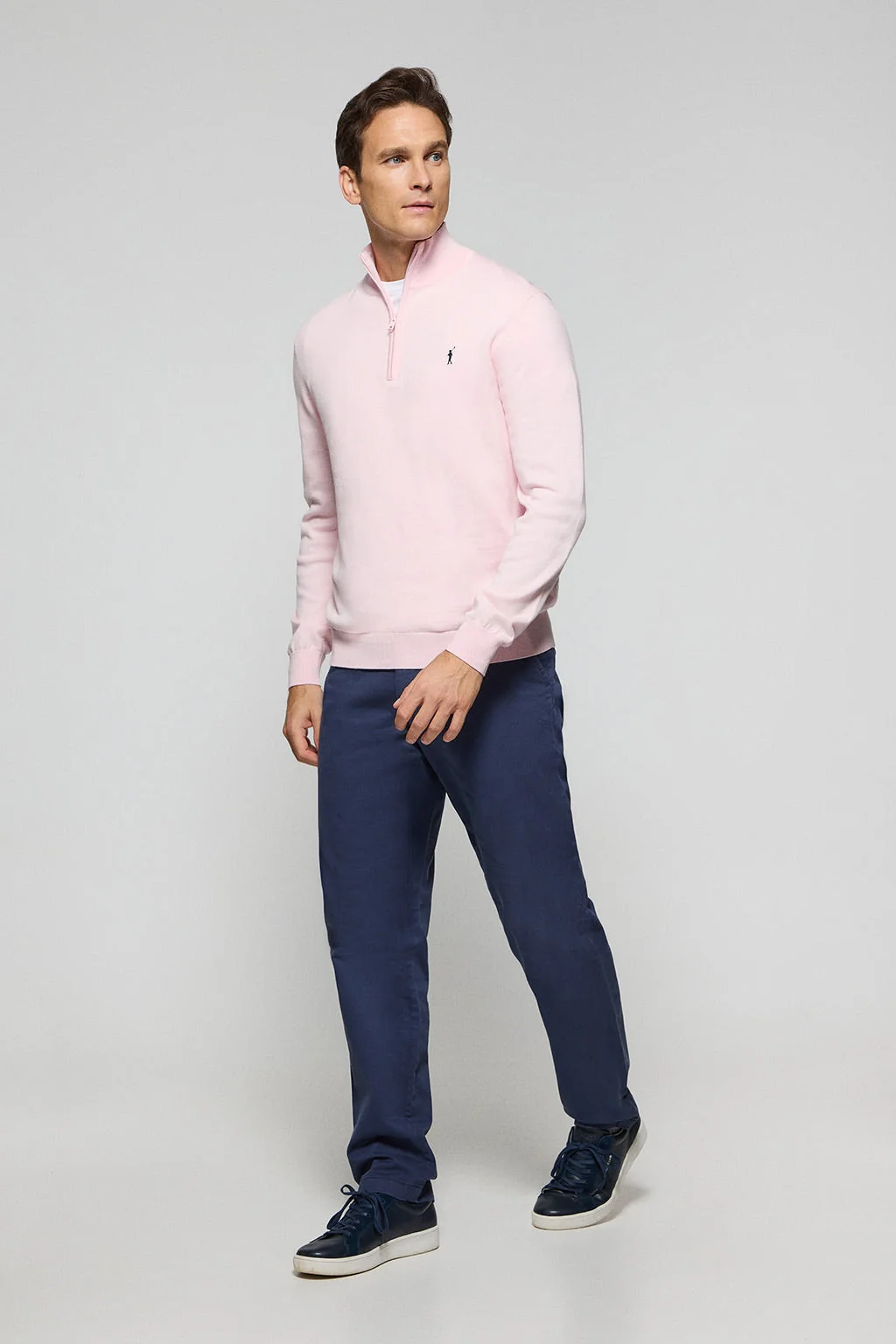 Jersey de punto rosa con cremallera y logo bordado Rigby Go - Image 3