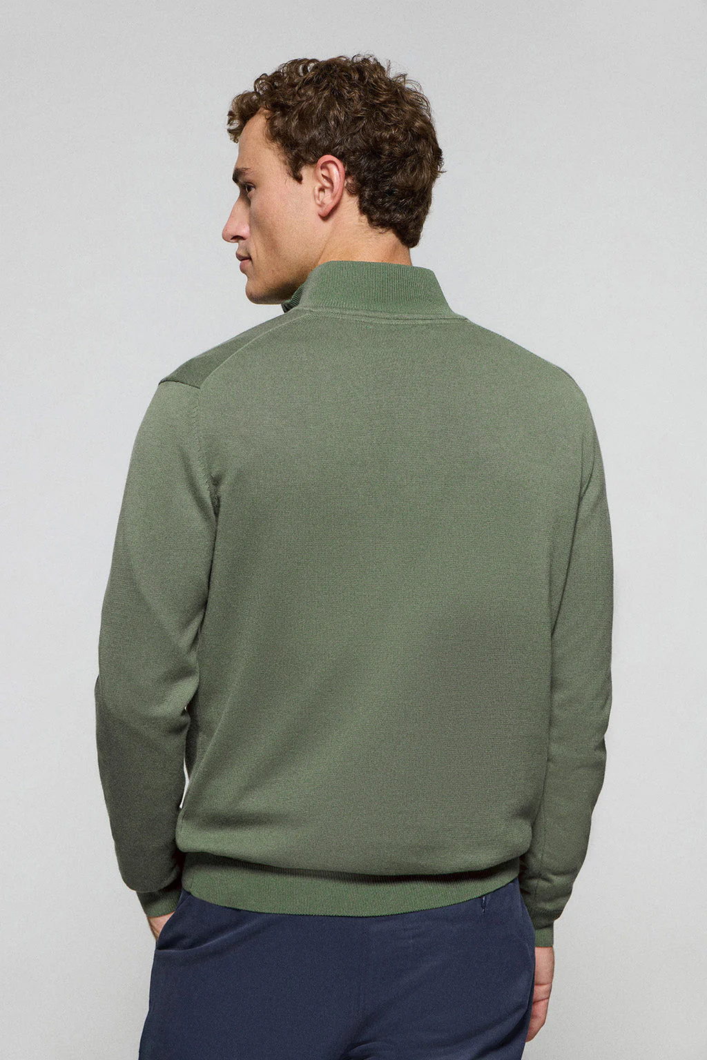 Jersey de punto verde con cremallera y logo bordado Rigby Go - Image 4