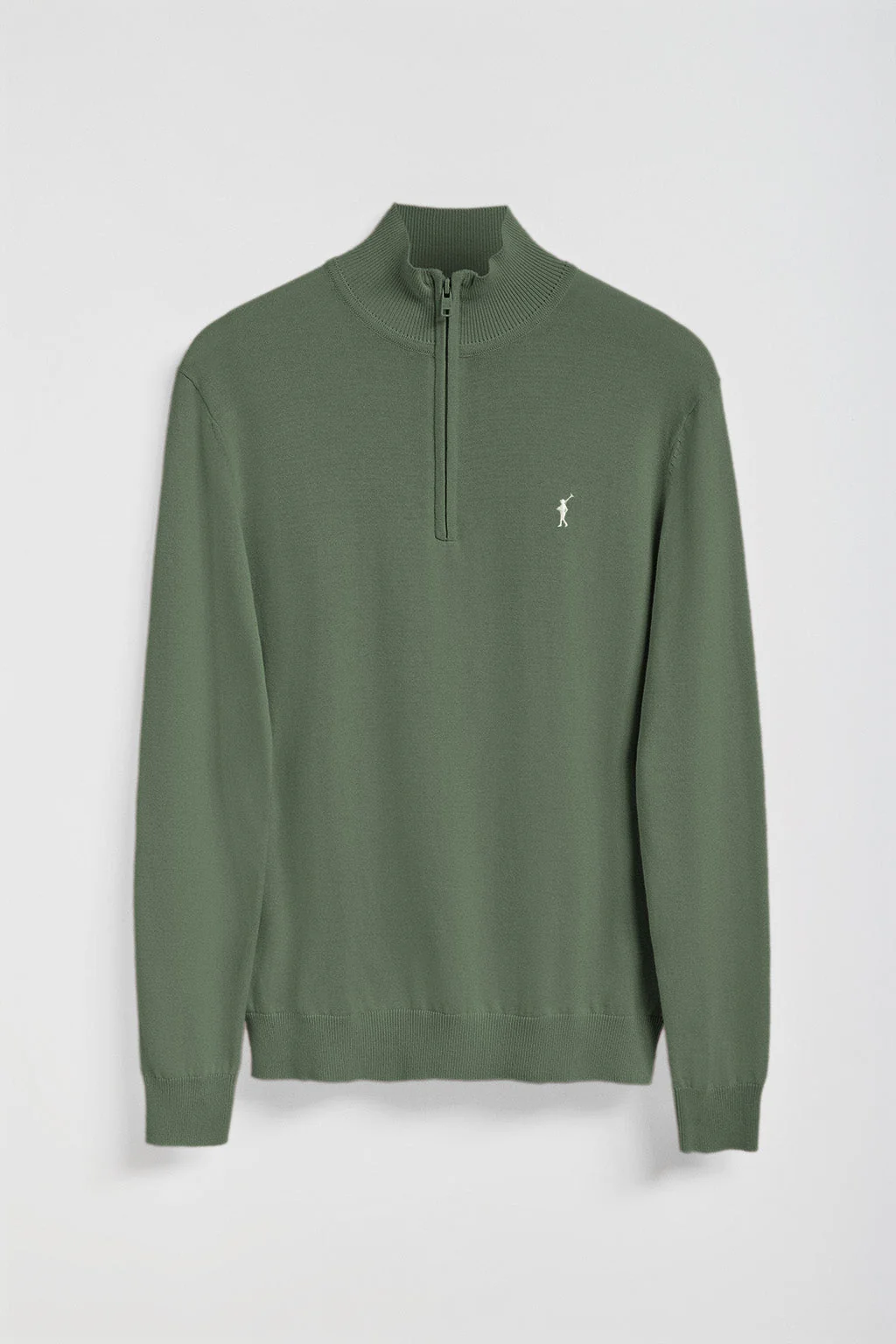Jersey de punto verde con cremallera y logo bordado Rigby Go - Image 5