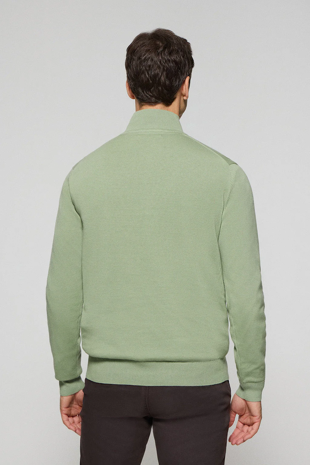 Jersey de punto verde jade con cremallera y logo bordado Rigby Go - Image 4
