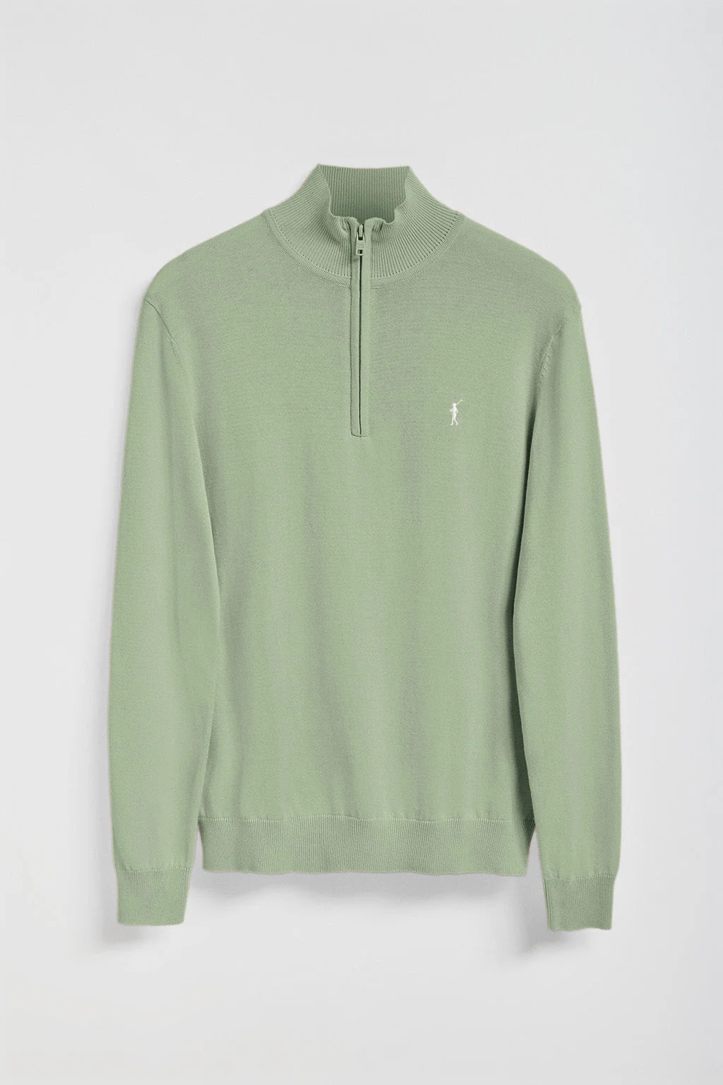 Jersey de punto verde jade con cremallera y logo bordado Rigby Go - Image 8