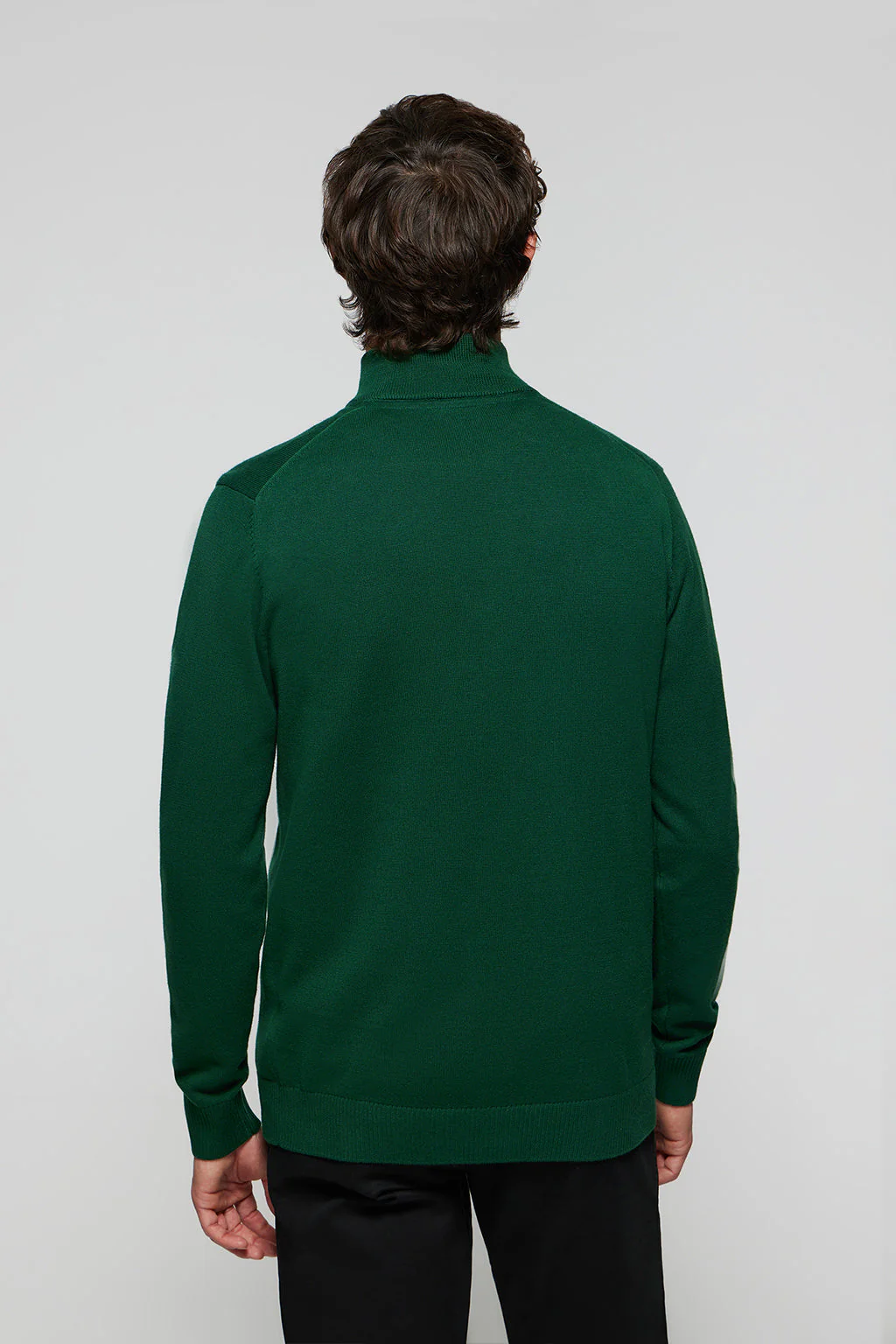 Jersey verde botella de punto de cuello subido y cremallera y logo Rigby Go - Image 4