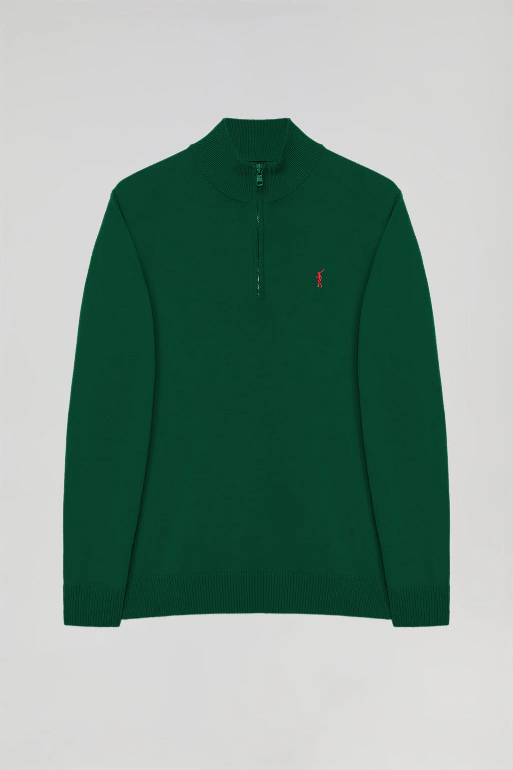 Jersey verde botella de punto de cuello subido y cremallera y logo Rigby Go - Image 5