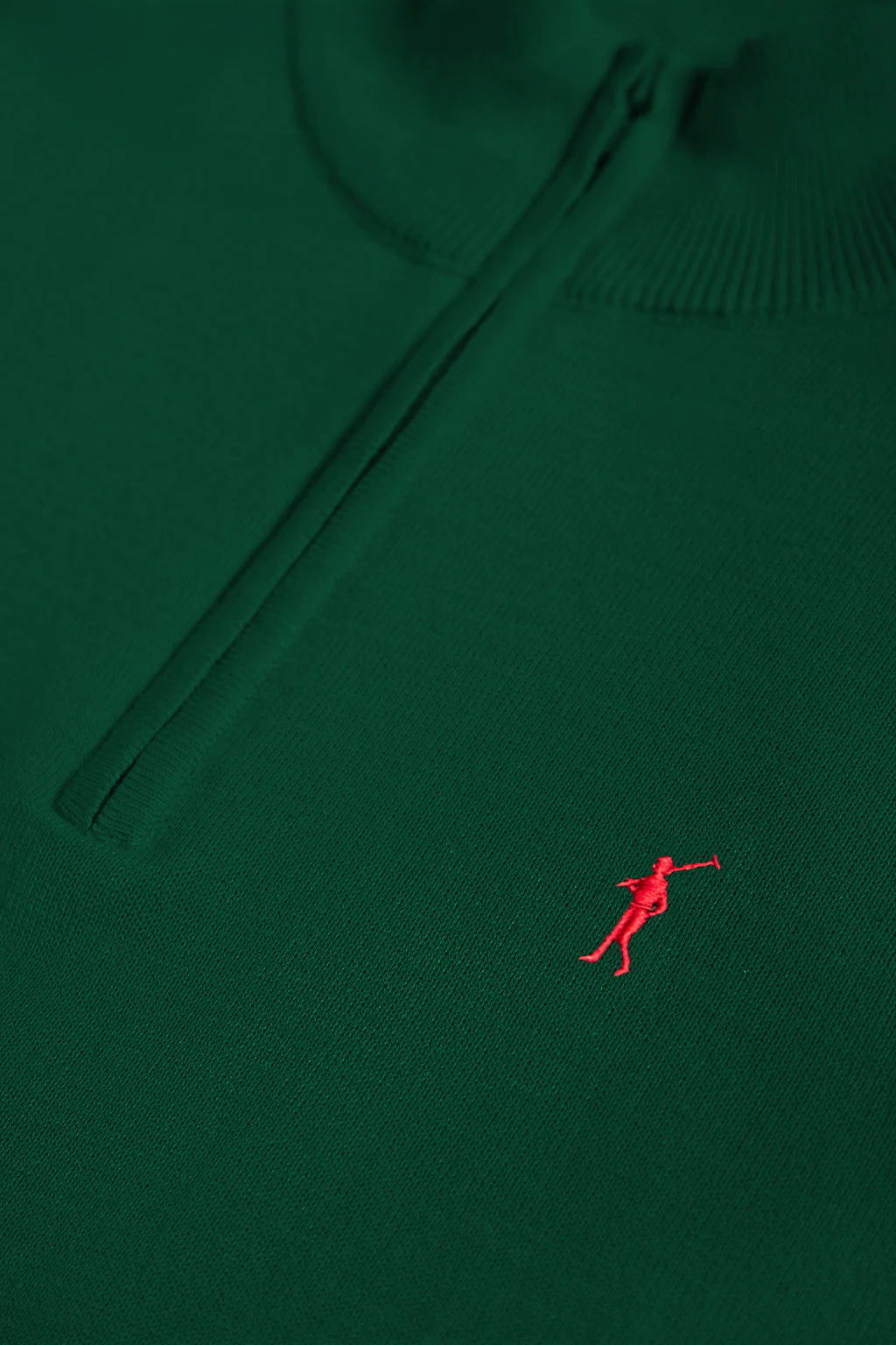 Jersey verde botella de punto de cuello subido y cremallera y logo Rigby Go - Image 6