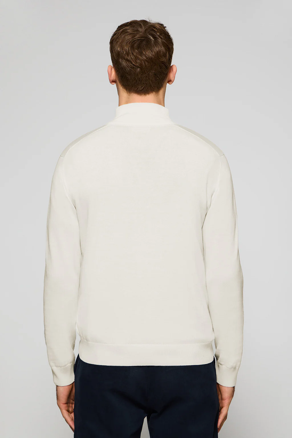Jersey beige de punto con cremallera y logo bordado Rigby Go - Image 4