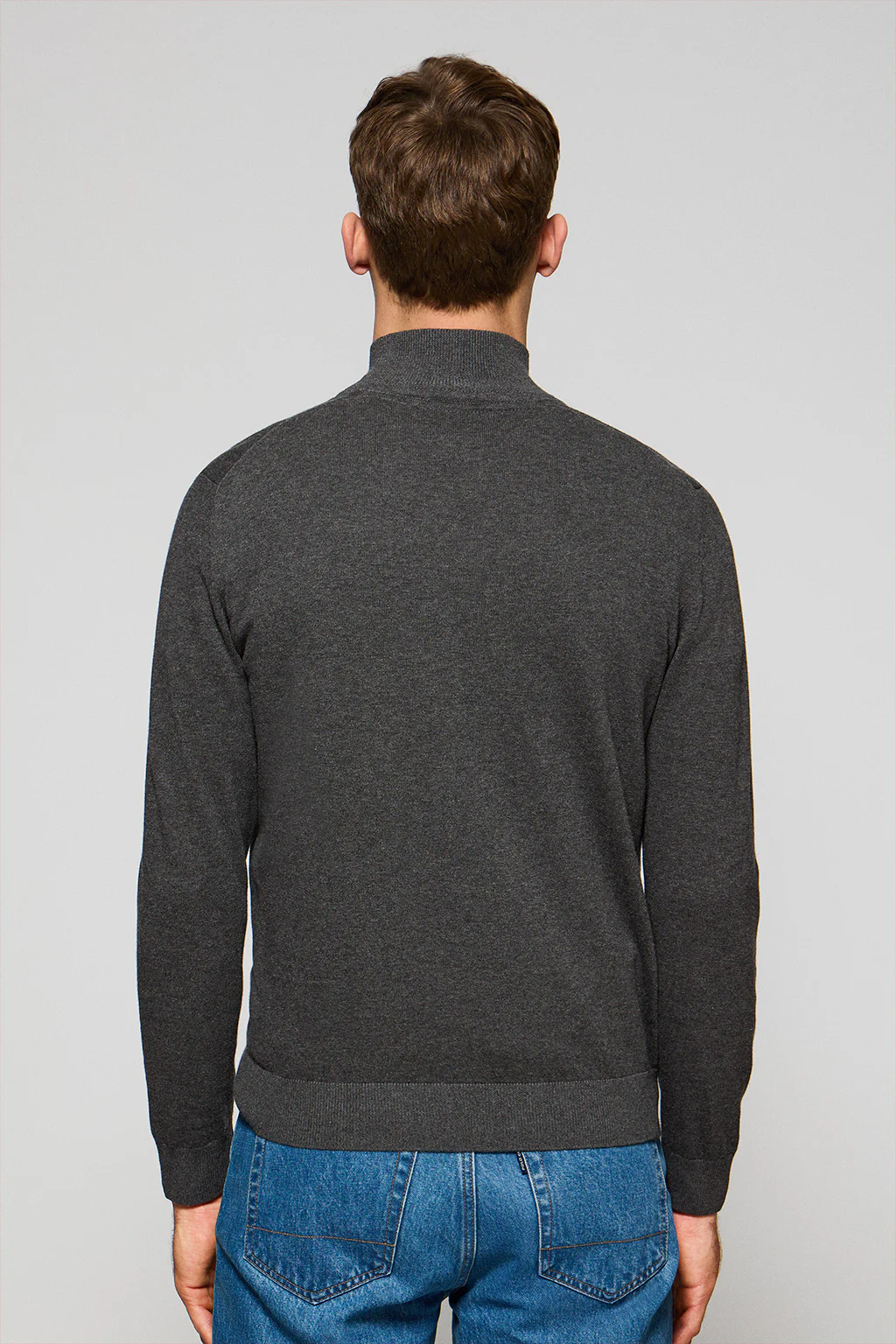 Jersey gris oscuro vigoré de punto con cremallera y logo bordado Rigby Go - Image 4
