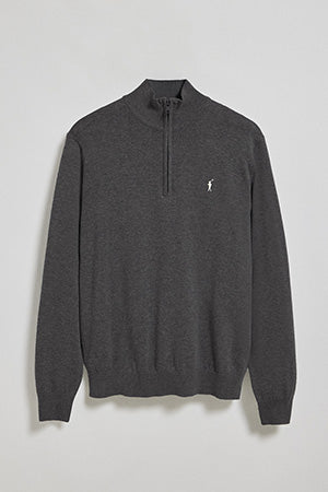 Jersey gris oscuro vigoré de punto con cremallera y logo bordado Rigby Go - Image 8