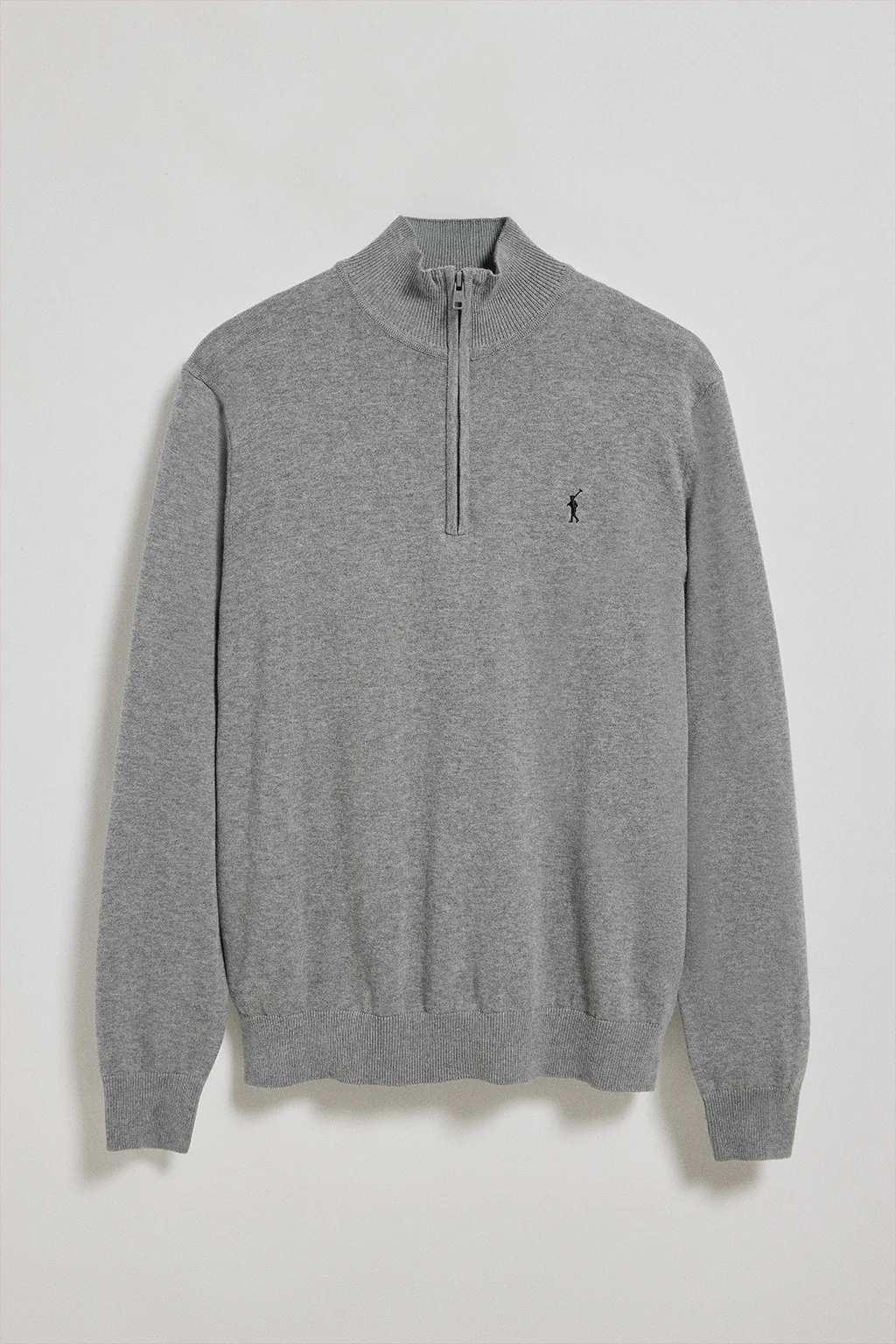 Jersey gris vigoré de punto con cremallera y logo bordado Rigby Go - Image 5