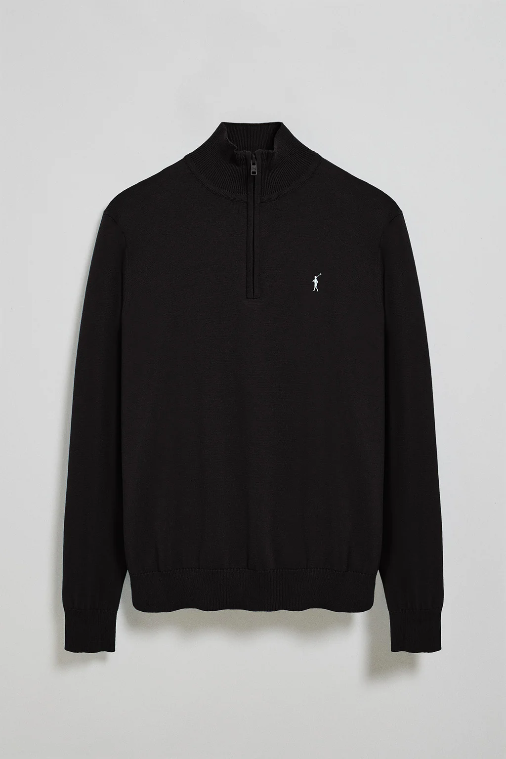 Jersey negro de punto con cremallera y logo bordado Rigby Go - Image 5