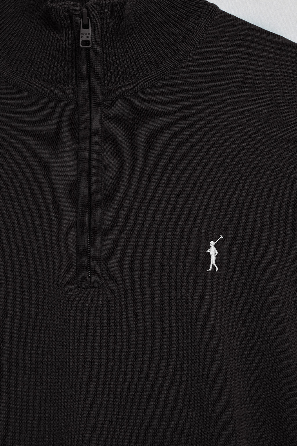 Jersey negro de punto con cremallera y logo bordado Rigby Go - Image 6